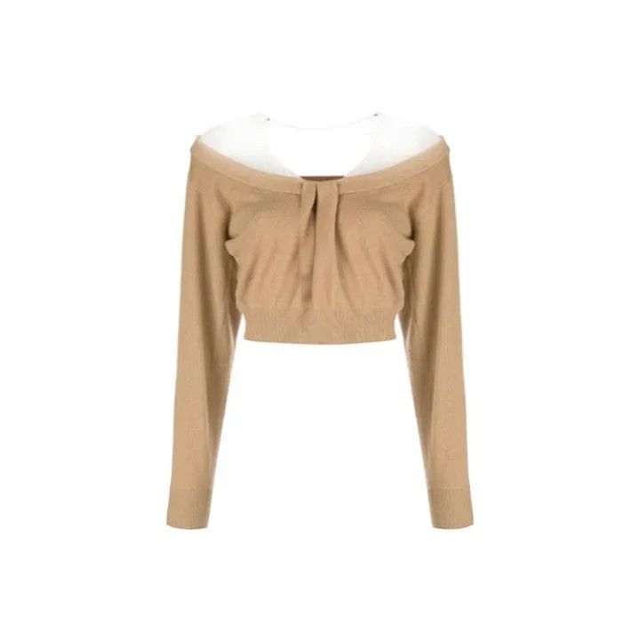 Alexander Wang Alexander Wang Off-Shoulder Cropped Cashmere Sweater 0079 Size S / US 4 / IT 40 - 1 Thumbnail