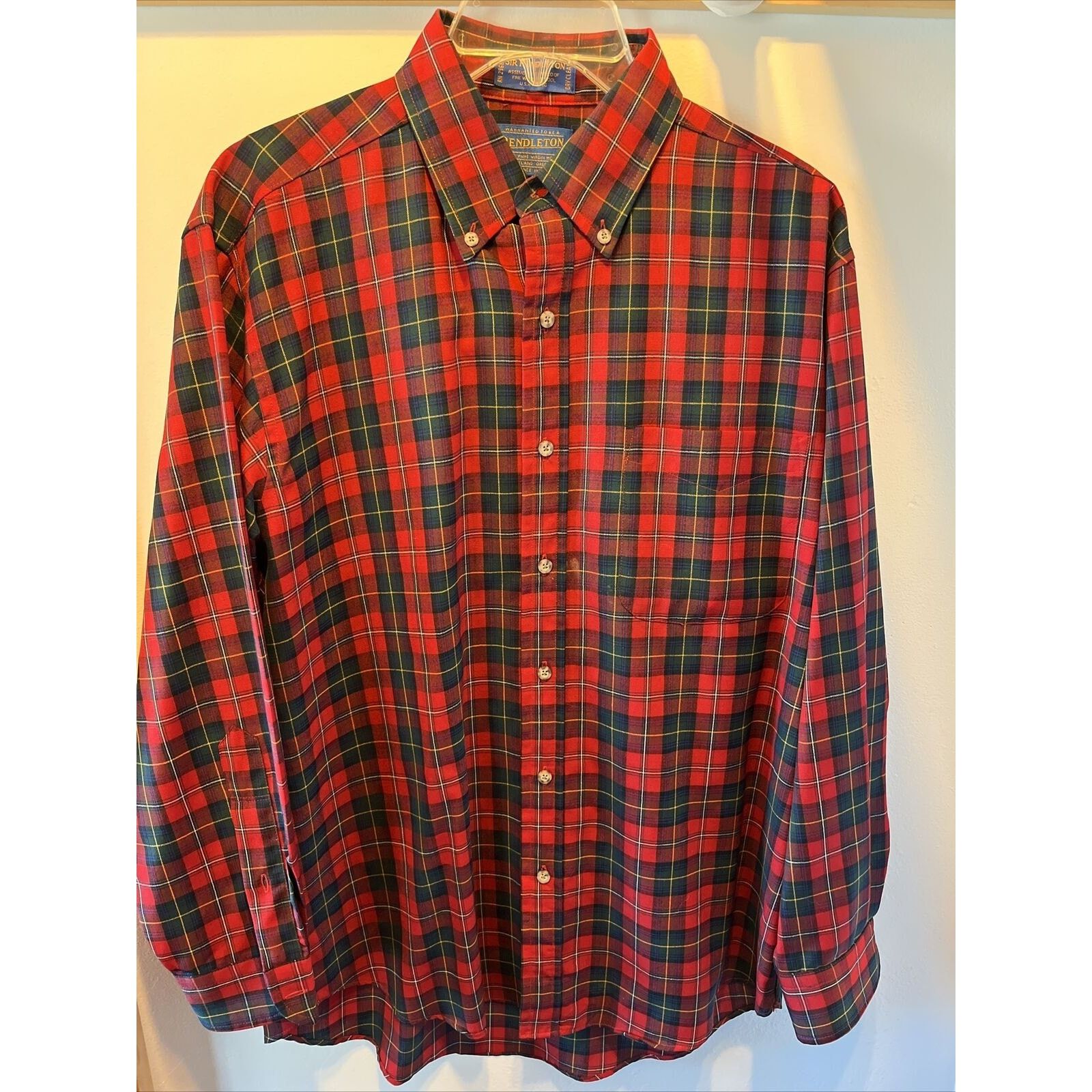 Pendleton Pendleton Men’s M Red Plaid Long Sleeve Button Up Wool Shirt Size US M / EU 48-50 / 2 - 23 Thumbnail