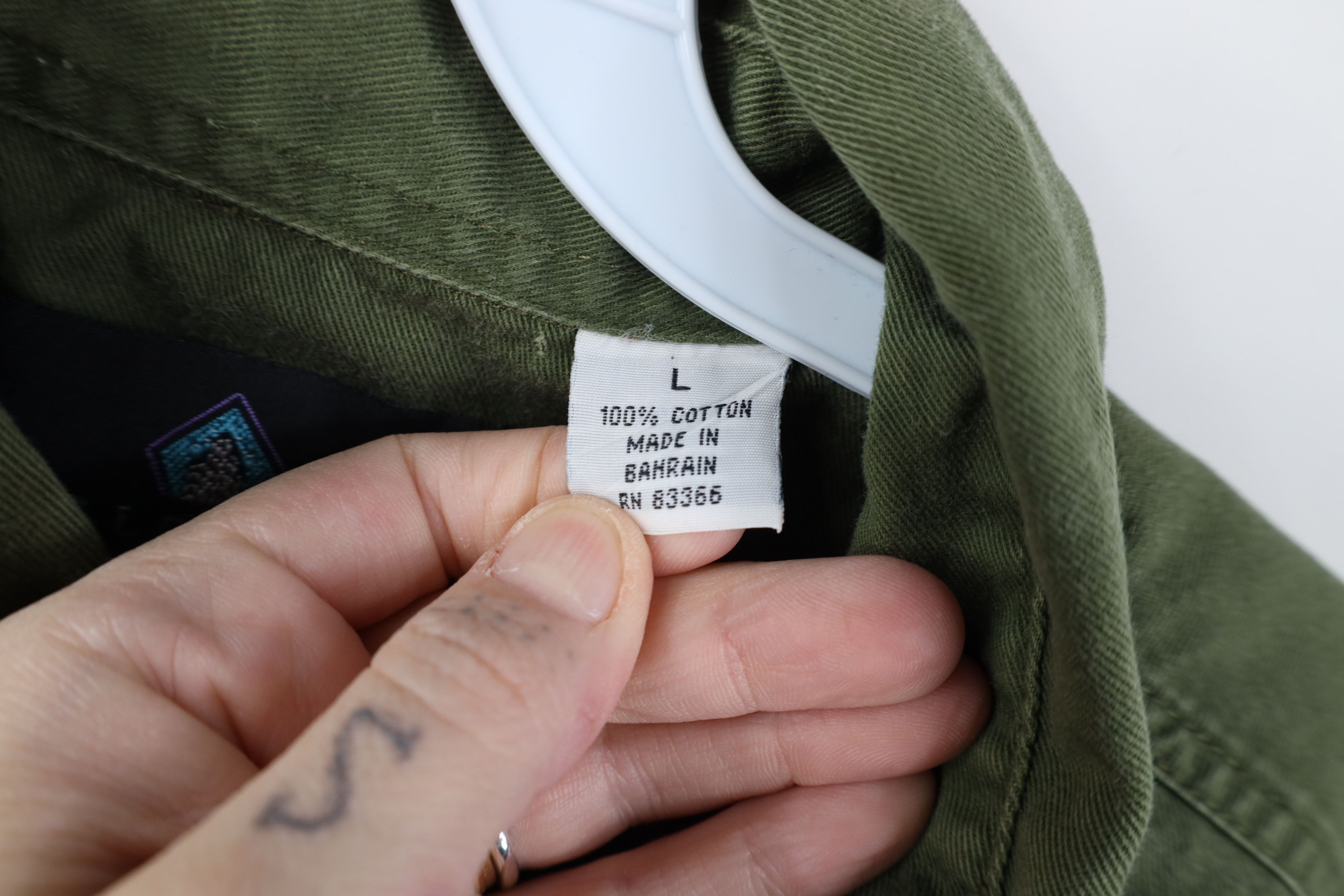 Vintage Vintage 90s Streetwear Cotton Twill Button Down Shirt Green Size US L / EU 52-54 / 3 - 11 Thumbnail
