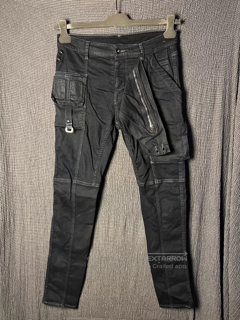 Rick Owens Rick Owens Asymmetrical Wax Brush Elastic Motorcycle Denim Size US 30 / EU 46 - 3 Thumbnail