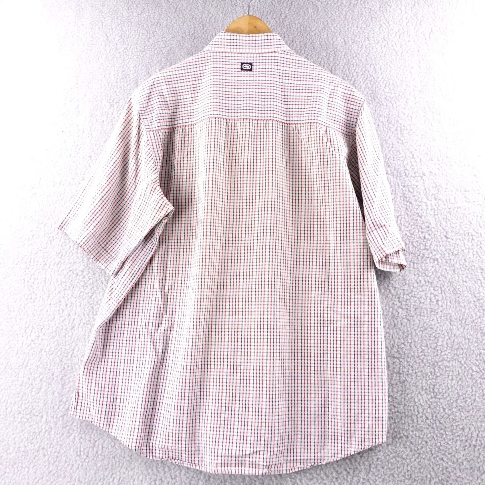 Ecko Unltd. Ecko Unltd Shirt Button-Up Plaid Red Blue White Classic Check Short Sleeve Mens L Size US L / EU 52-54 / 3 - 3 Thumbnail