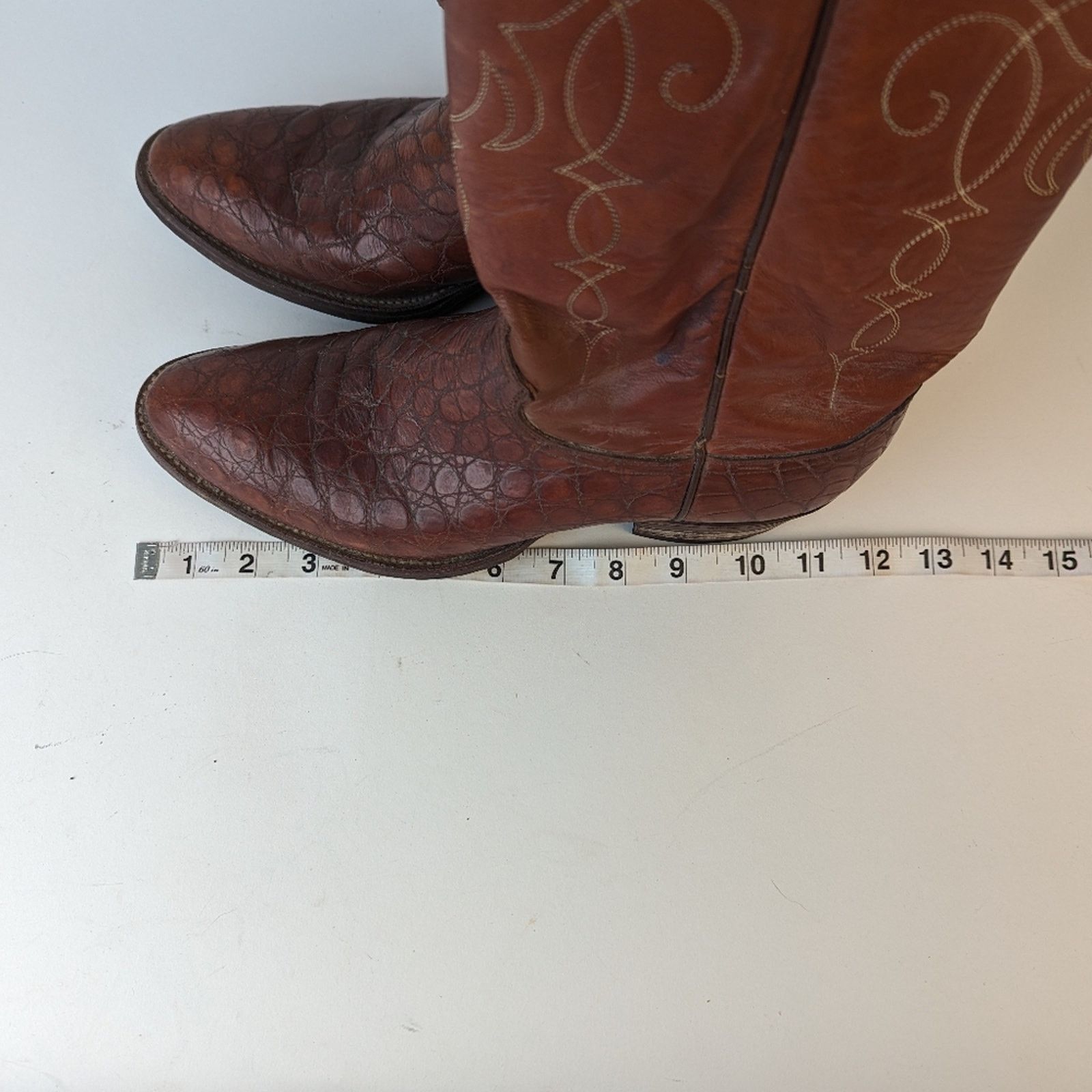 Justin Boots Vintage Justin Men's Boots Exotic Bias Cut Alligator - 8.5D Size US 8 / EU 41 - 3 Thumbnail