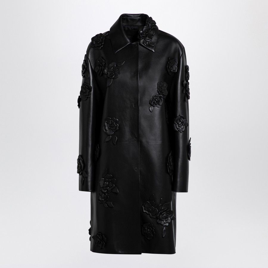 Valentino o1d2blof1024 Leather Coat in Black Size XS / US 0-2 / IT 36-38 - 1 Thumbnail
