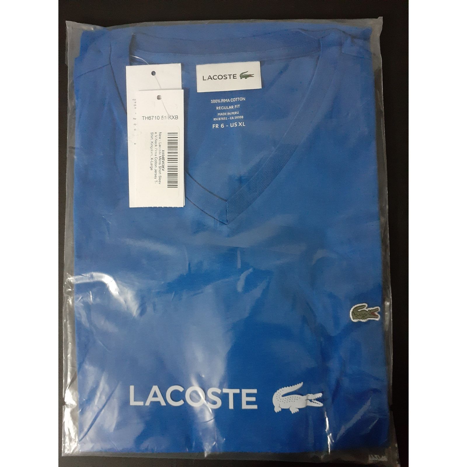 Lacoste Lacoste Men's V-Neck Pima Cotton Jersey T-Shirt Kingdom XL Size US XL / EU 56 / 4 - 2 Thumbnail