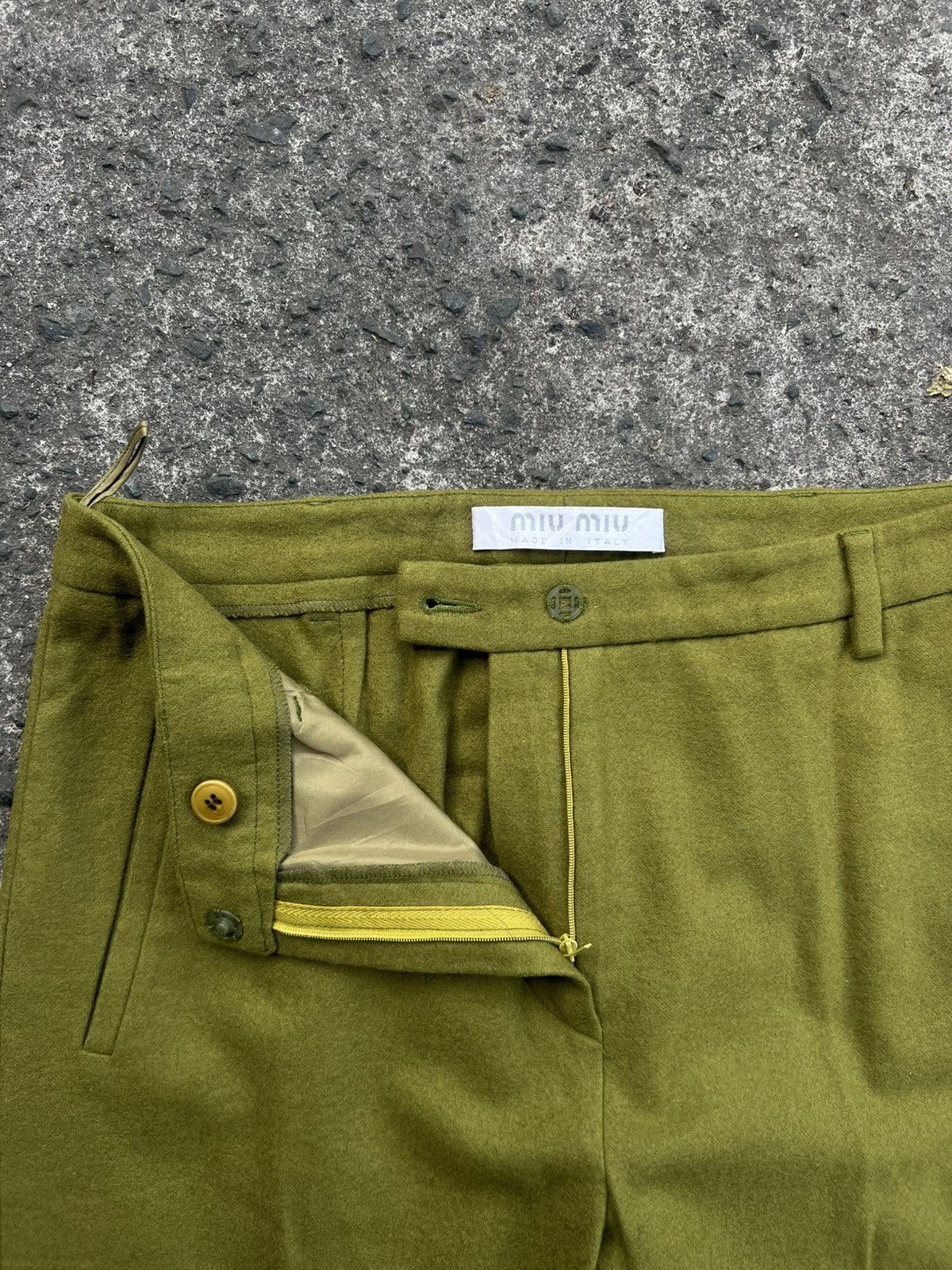 Miu Miu Miu miu FW/99 - Boiled Wool Utility Trouser - Moss Green Size 27" / US 4 / IT 40 - 7 Thumbnail