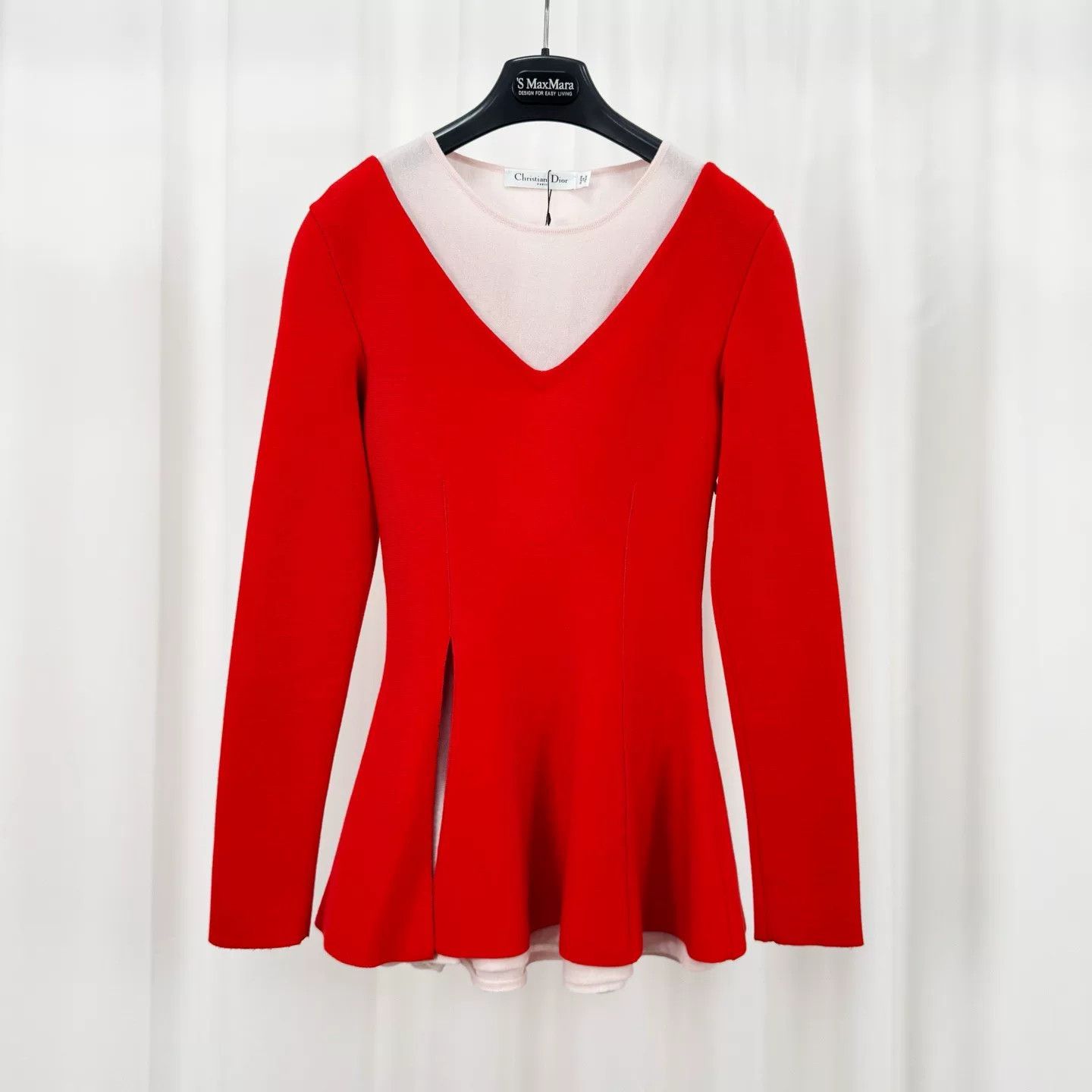 Dior red long sleeve cinched waist top Size US M / EU 48-50 / 2 - 1 Thumbnail