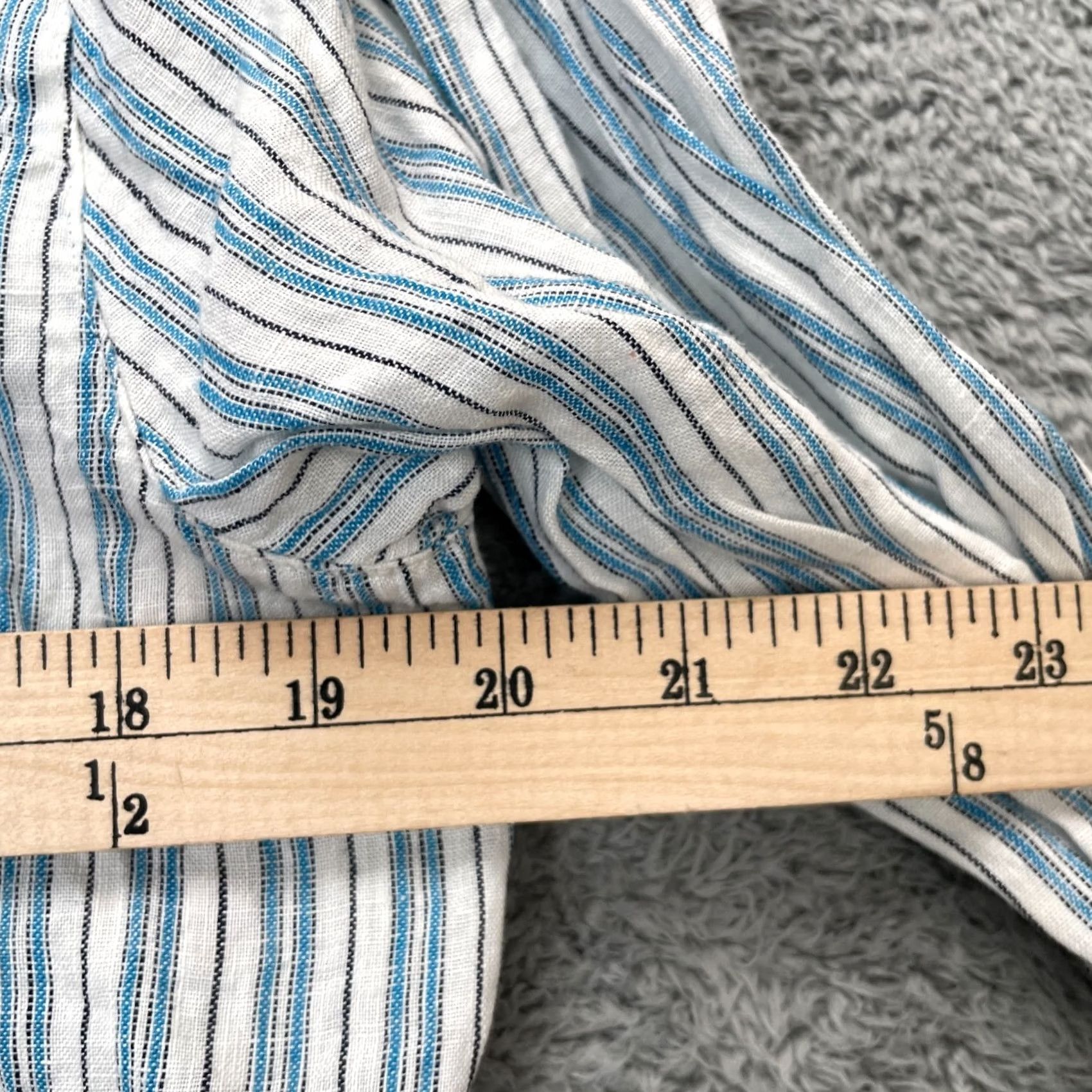 J. Jill J Jill White Linen Popover Tunic Blouse Womens Medium Striped Love Lagenlook Size M / US 6-8 / IT 42-44 - 7 Thumbnail