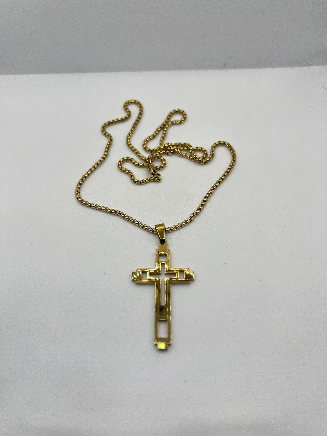 Jewelry Double Cross Gold Chain Necklace Size ONE SIZE - 4 Thumbnail