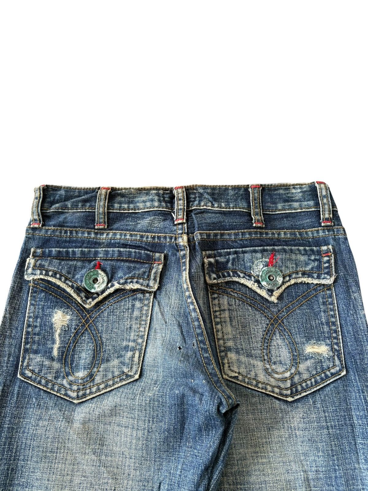 Hysteric Glamour Vintage Maraxia Grunge Heavy Distress Low Rise Flare Jeans Size 27" / US 4 / IT 40 - 4 Thumbnail
