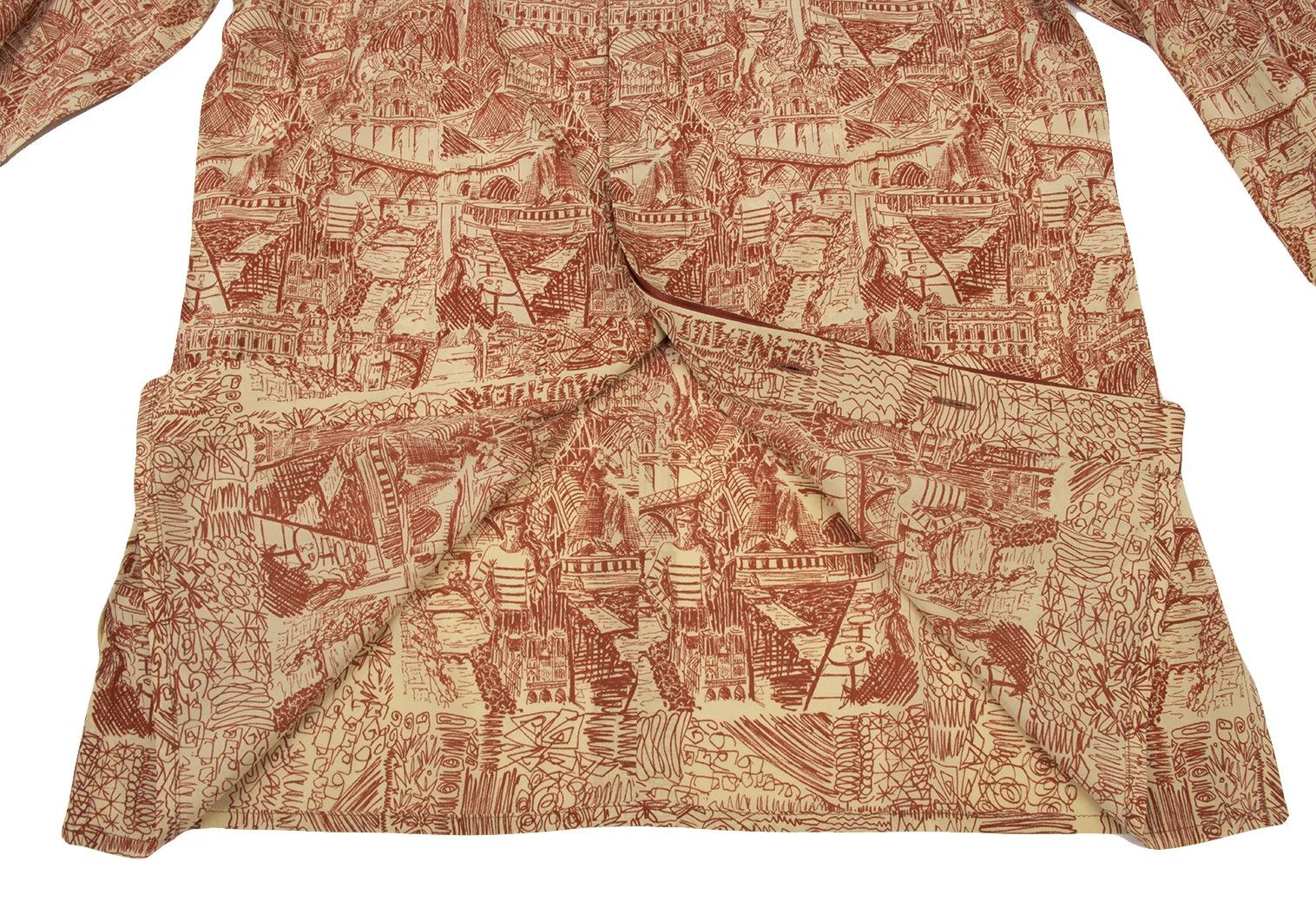 Jean Paul Gaultier Silk Drawing Print Shirt in Beige Red, Size 48 Size US M / EU 48-50 / 2 - 17 Thumbnail