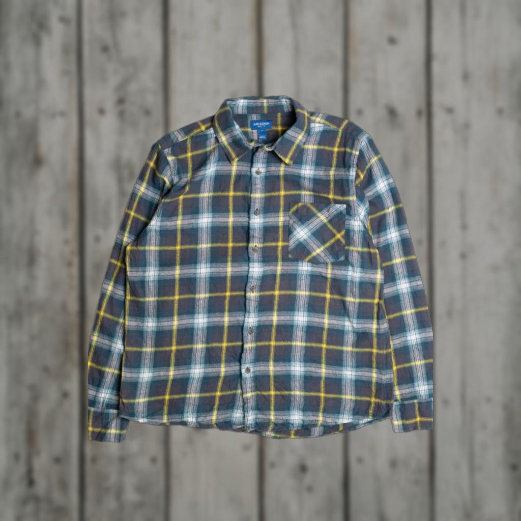 Vintage VINTAGE Arizona Flannel Shirt X-Large Blue Plaid Long Sleeve Button-Up Mens Size US XL / EU 56 / 4 - 1 Thumbnail