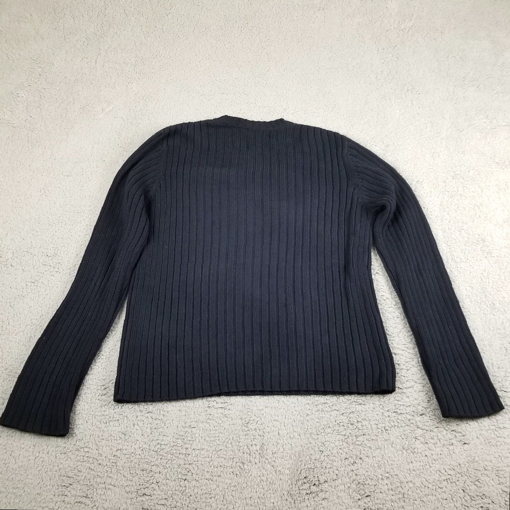 Abercrombie & Fitch Abercrombie & Fitch Sweater Women Large V-Neck Black Ribbed Moose Pullover Knit Long Sleeve Size L / US 10 / IT 46 - 6 Thumbnail