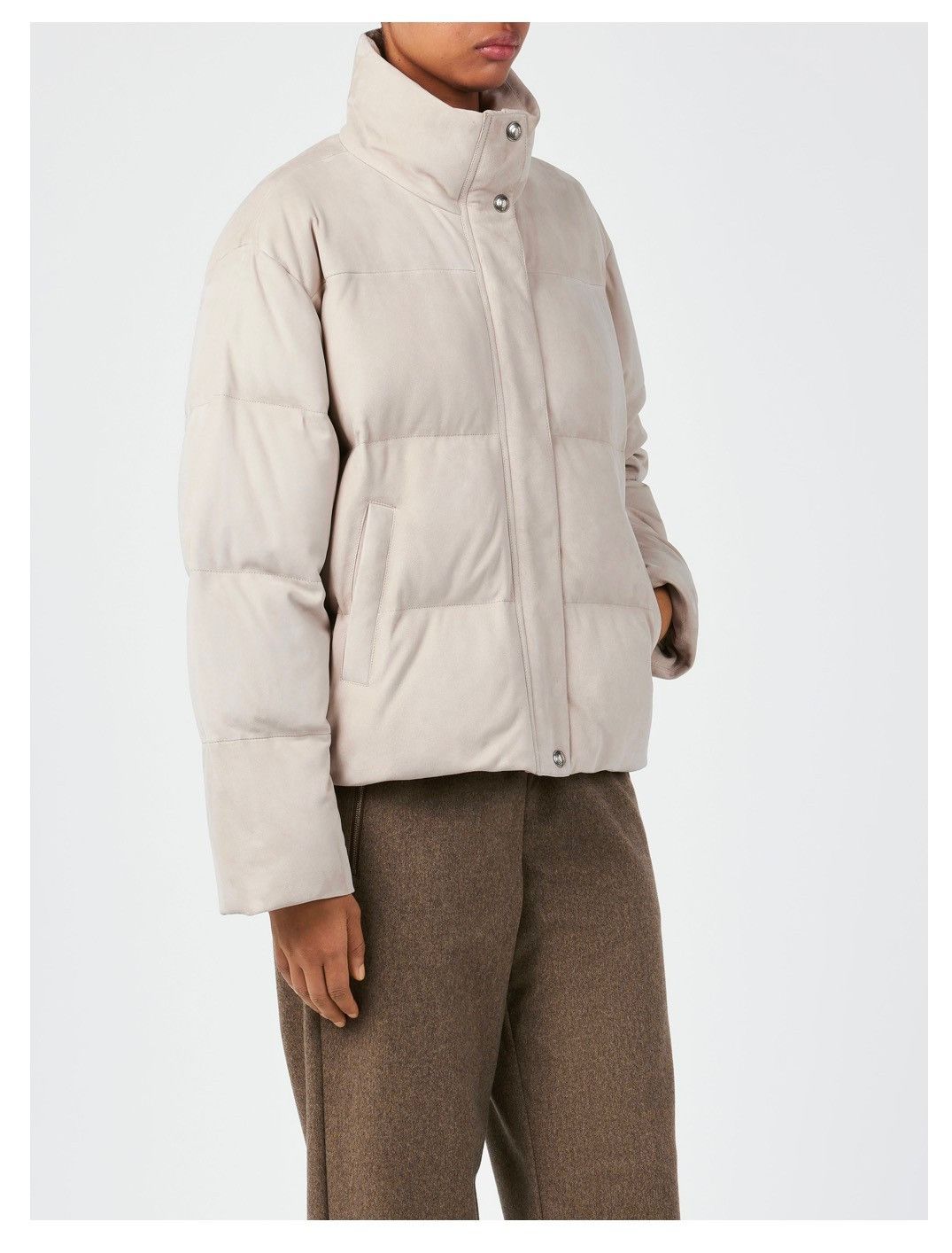 Loro Piana o1srvl11e0126 FAO3645 Suede Padded Jacket in Beige Size XL / US 12-14 / IT 48-50 - 7 Thumbnail
