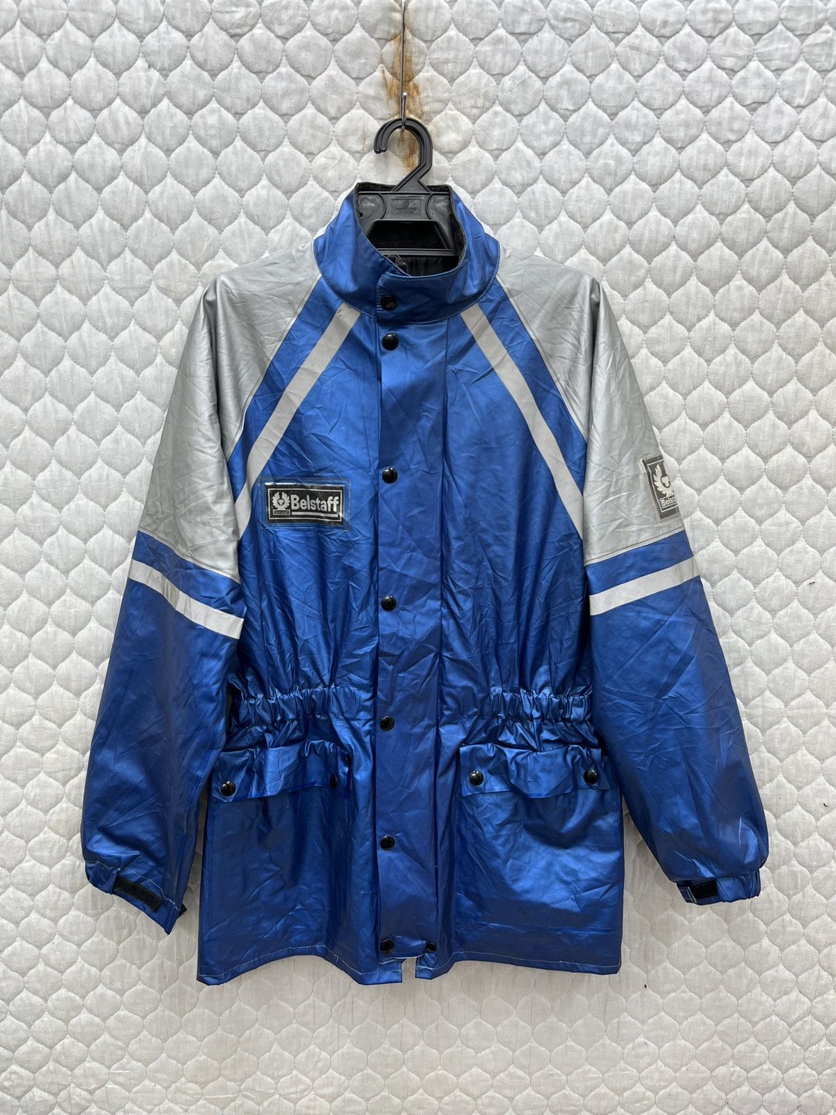 image of Belstaff x Moto Steals Belstsff Stormsheild Reflective Waterproof Jacket in Blue (Size Medium)