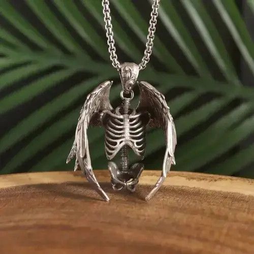 Japanese Brand 60cm Length Gothic Wings Grim Reaper Pendant Necklace Chain Size ONE SIZE - 1 Thumbnail