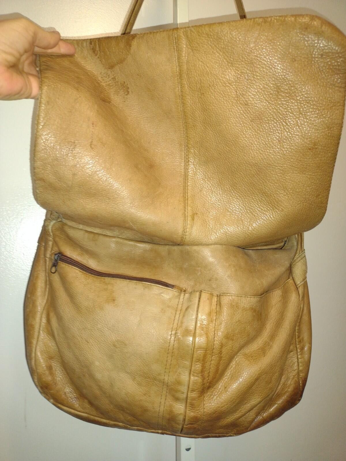 The Unbranded Brand VTG Distressed Leather Messenger Bag Lg Organizer Crossbody Size ONE SIZE - 7 Thumbnail