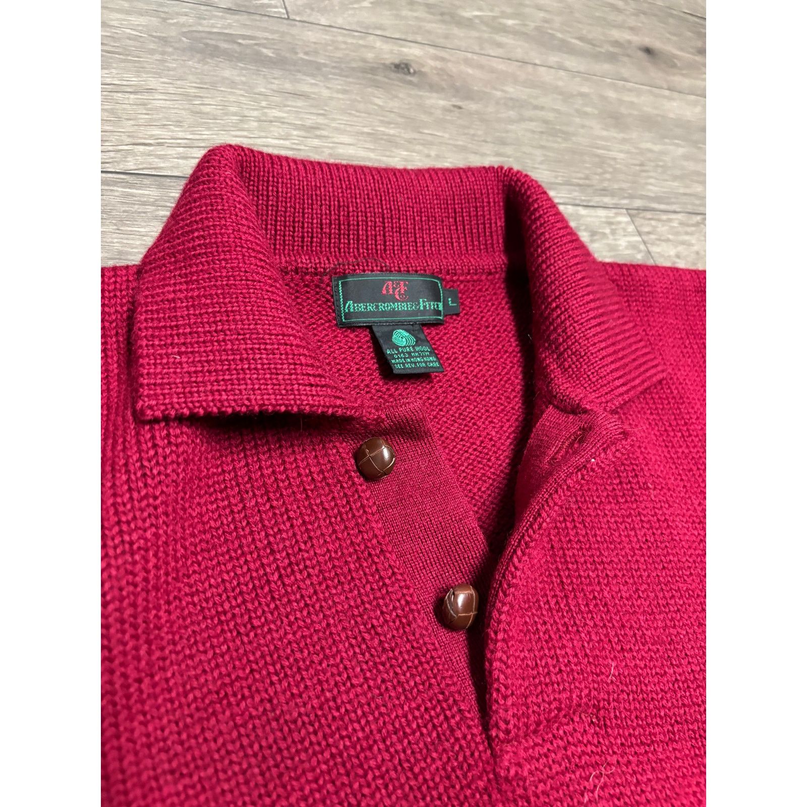 Abercrombie & Fitch × Vintage Vintage Abercrombie & Fitch Pad Sweater Red Sz L 80s Size US L / EU 52-54 / 3 - 3 Thumbnail