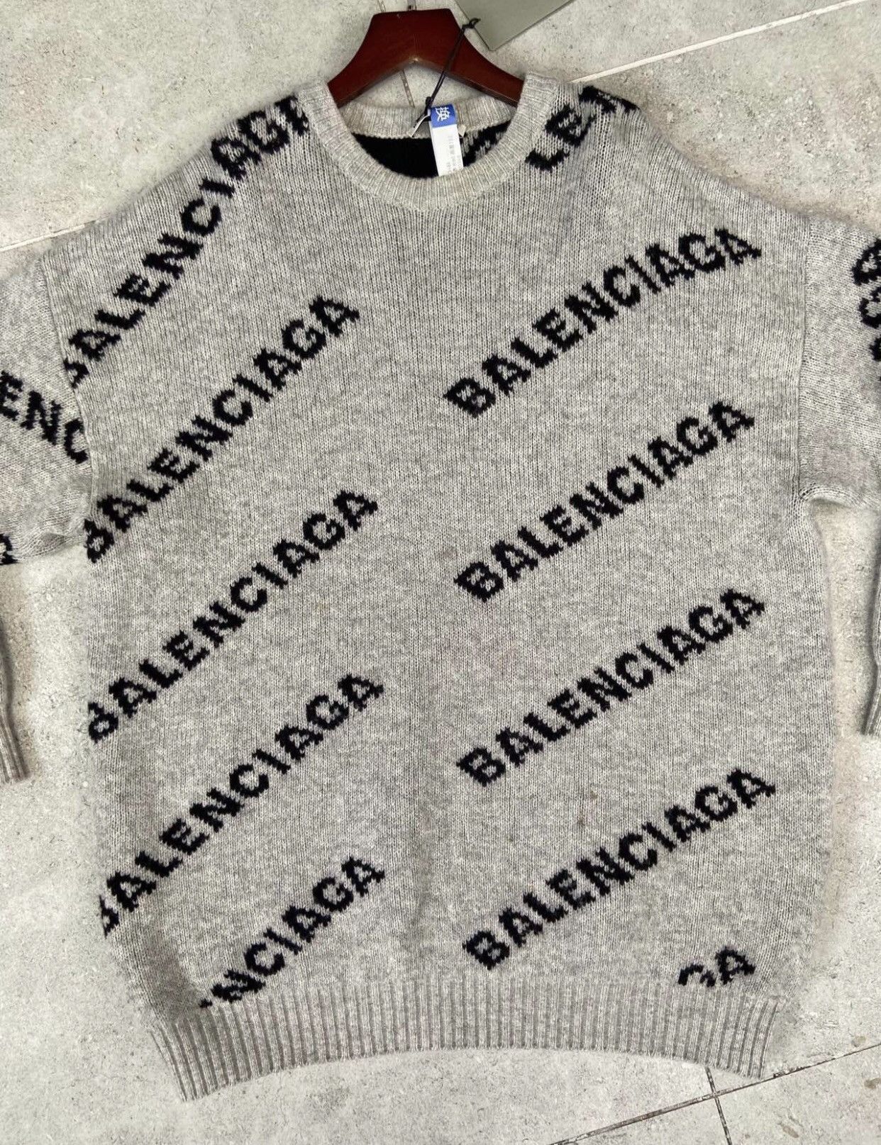 Balenciaga Balenciaga printed bullet twill letter grey knitted sweater Size US S / EU 44-46 / 1 - 5 Thumbnail