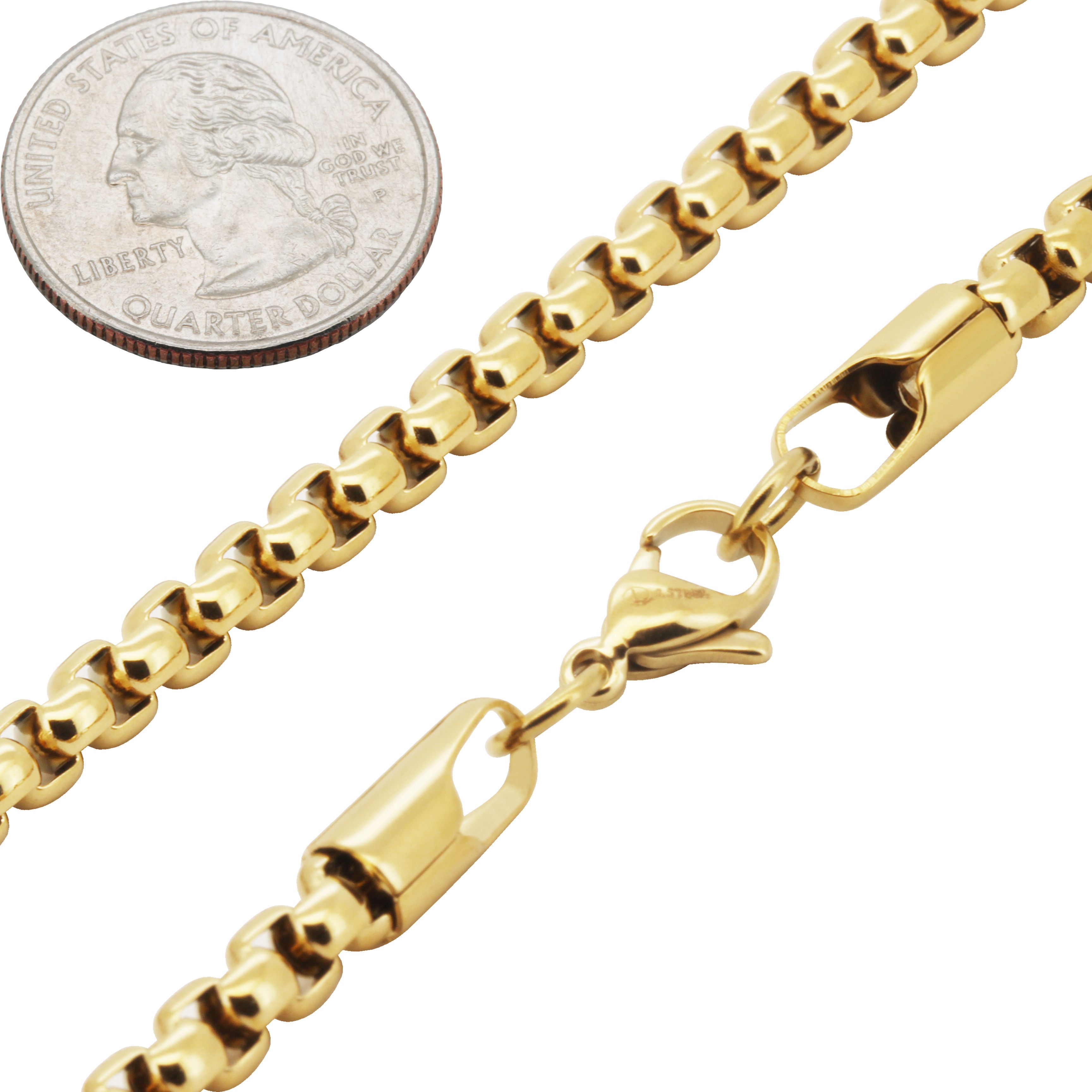 Other 316L Stainless Steel 18k GP 5.5mm Box Chain Necklace 24” Size ONE SIZE - 2 Thumbnail