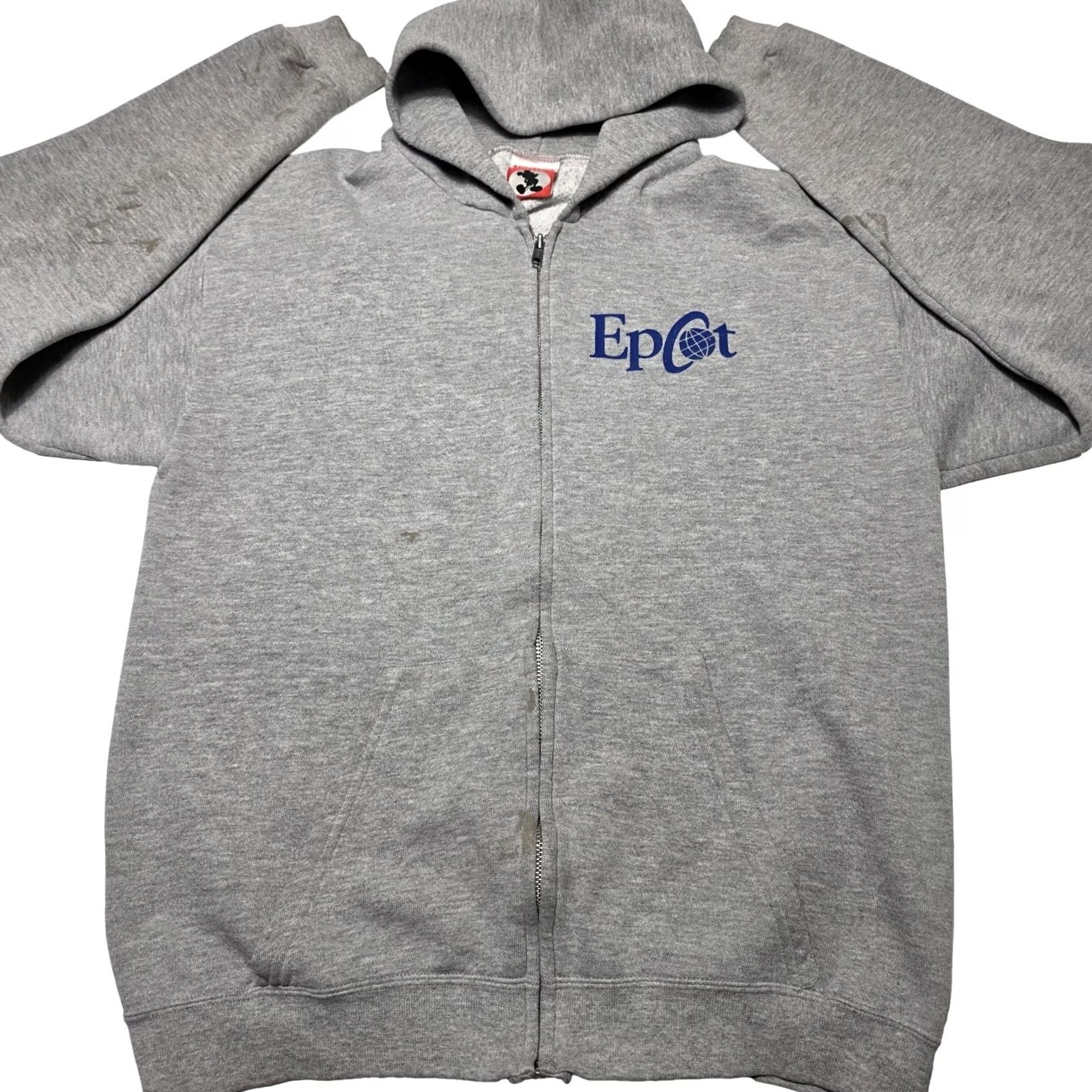 Disney VINTAGE Disney Epcot Mickey Mouse Full Zip Hoodie Men L USA Distressed 90s Hoodie Mens Large Gray Pockets 90s Retro Canvas Cotton Baggy Crew Neck Size US L / EU 52-54 / 3 - 3 Thumbnail