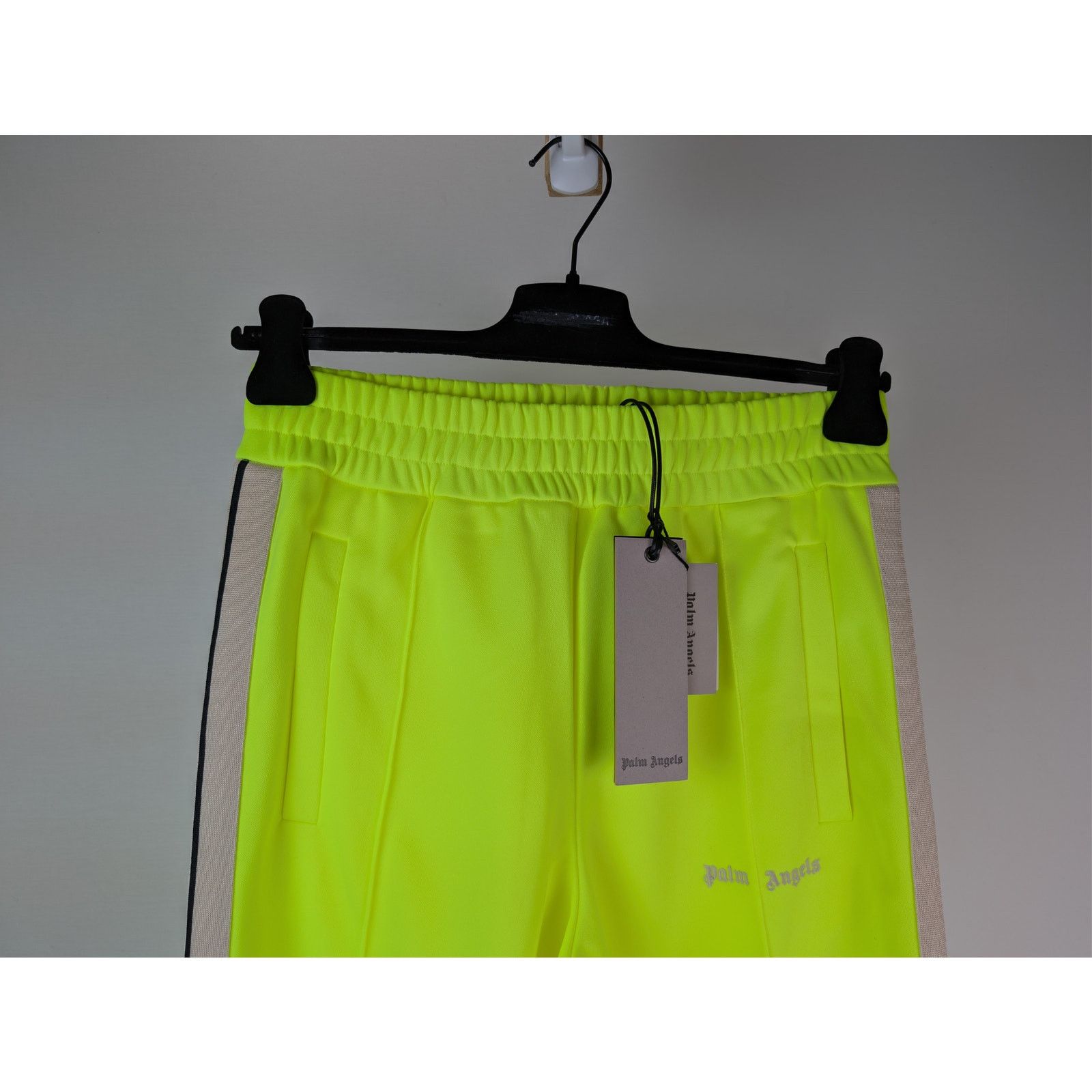 Palm Angels o1rshd1 Classic Logo Track Pants in Yellow Fluo / Off White Size US 32 / EU 48 - 3 Thumbnail