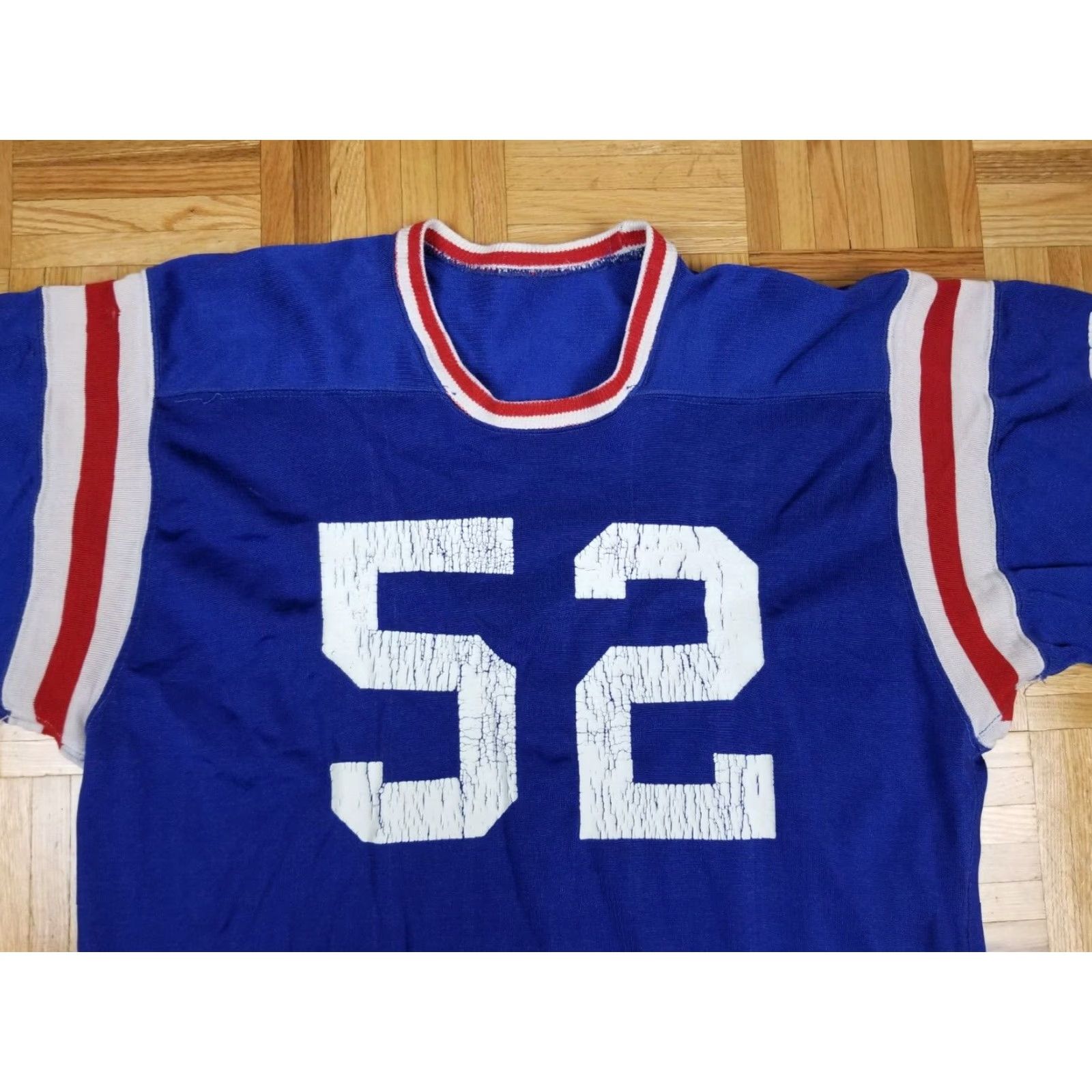 Vintage VINTAGE Russell BLUE DURENE RAYON FOOTBALL JERSEY SZ 46 Shirt Mens 46 Blue 60s USA Band Retro Rock tropical Size US XXL / EU 58 / 5 - 4 Thumbnail