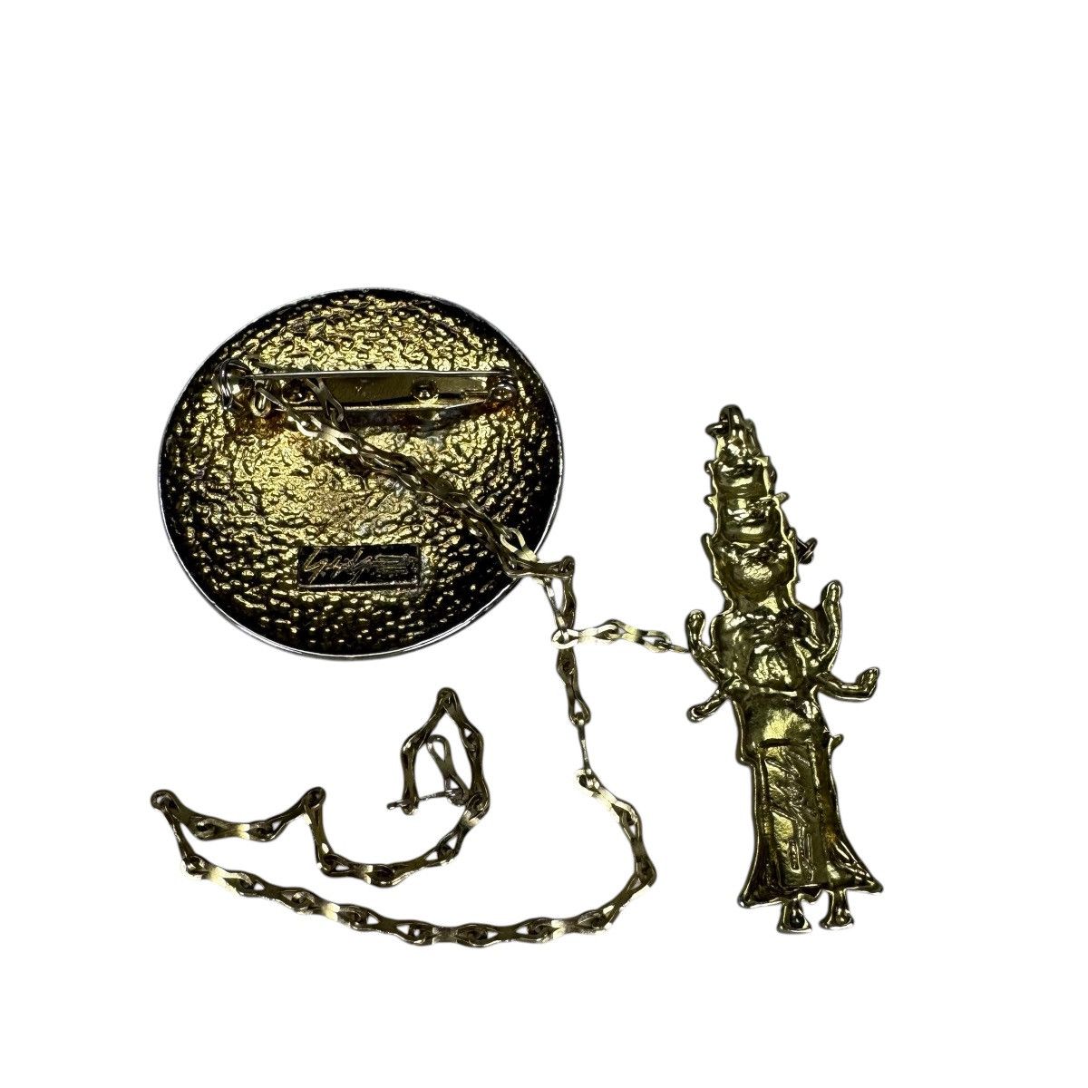 Yohji Yamamoto 🔥YOHJI YAMAMOTO POTRAIT & GANESHA DEITY CHAIN BROACH PIN Size ONE SIZE - 6 Thumbnail