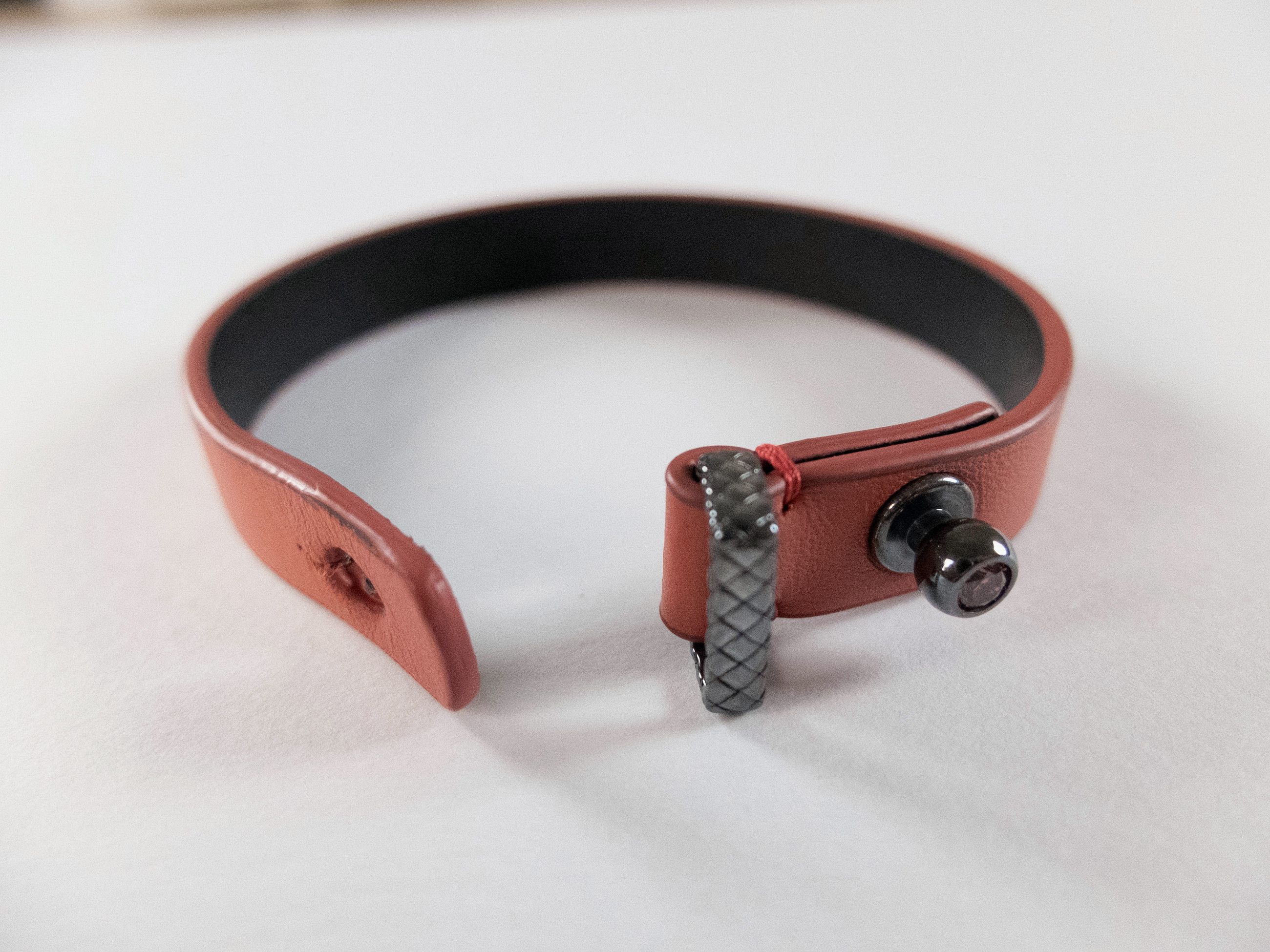 Bottega Veneta BOTTEGA VENETA pink leather Sterling silver bracelet Medium Size ONE SIZE - 7 Thumbnail