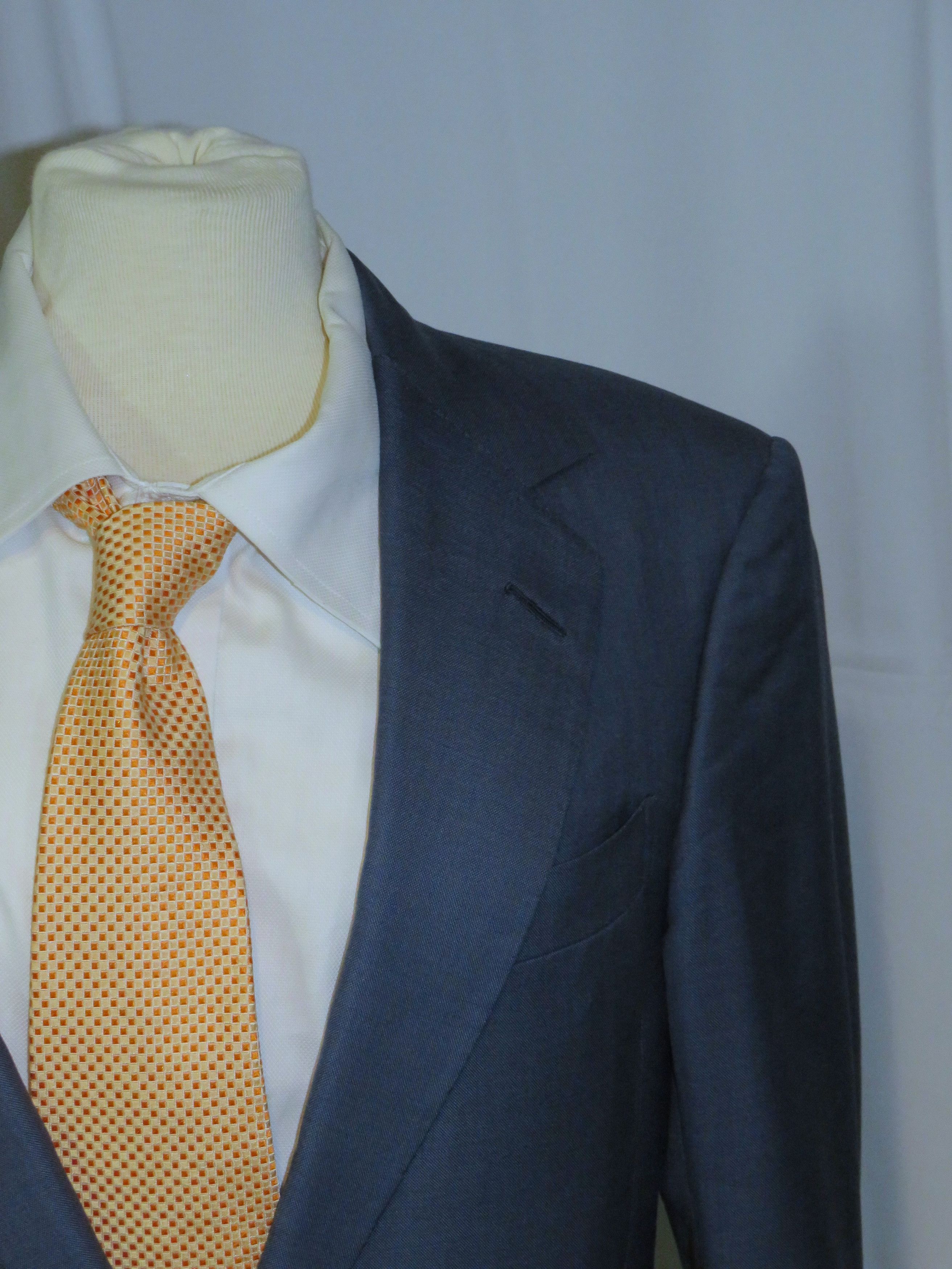 Huntsman Bespoke 2022 Solid Blue One Button Suit 34S Size 34S - 5 Thumbnail