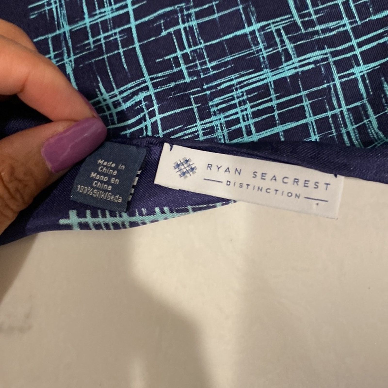 Ryan Knew Ryan Seacrest Distinction teal blue pocket square formal Size ONE SIZE - 2 Thumbnail