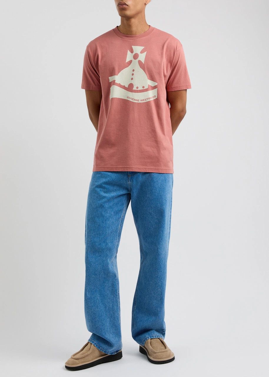 Vivienne Westwood o1f1d3z0526 Sunken Orb Printed Cotton T-Shirt in Pink Size US M / EU 48-50 / 2 - 4 Thumbnail