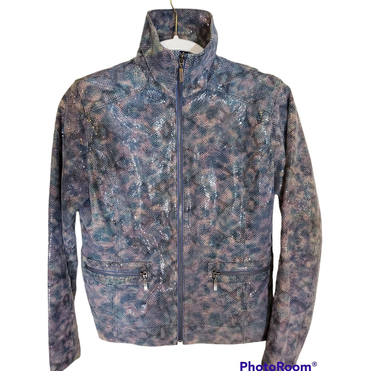 Chicos Chico's | Iridescent "Snake Skin" Leather Jacket | 0.5 (SM) Size S / US 4 / IT 40 - 7 Thumbnail