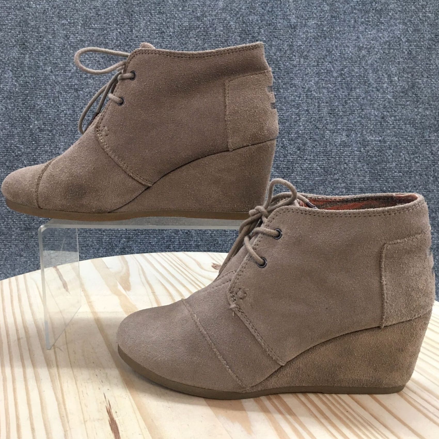 Toms TOMS Boots Womens 8 Desert Brown Lace Up Casual Round Toe Wedge Heels 300615 Size US 8 / IT 38 - 2 Thumbnail