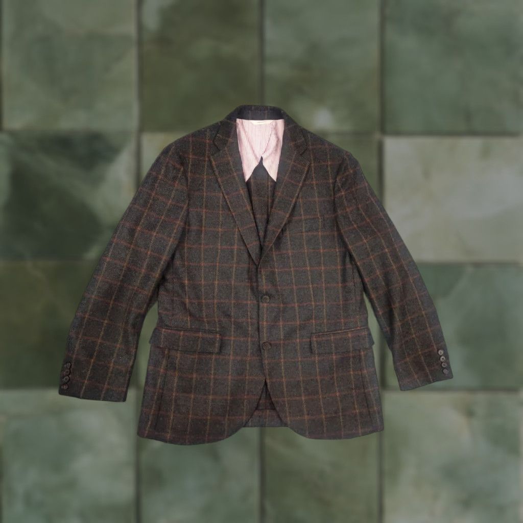 Brooks Brothers Brooks Brothers Blazer Jacket Men Regular Wool Brown Check 2 Button 2 Piece Vintage No XS LX? Size 42R - 1 Thumbnail