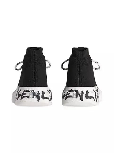 Balenciaga o1w1db10625 Speed 2.0 Lace-Up Graffiti Knit Sneakers Size US 7 / EU 40 - 3 Thumbnail