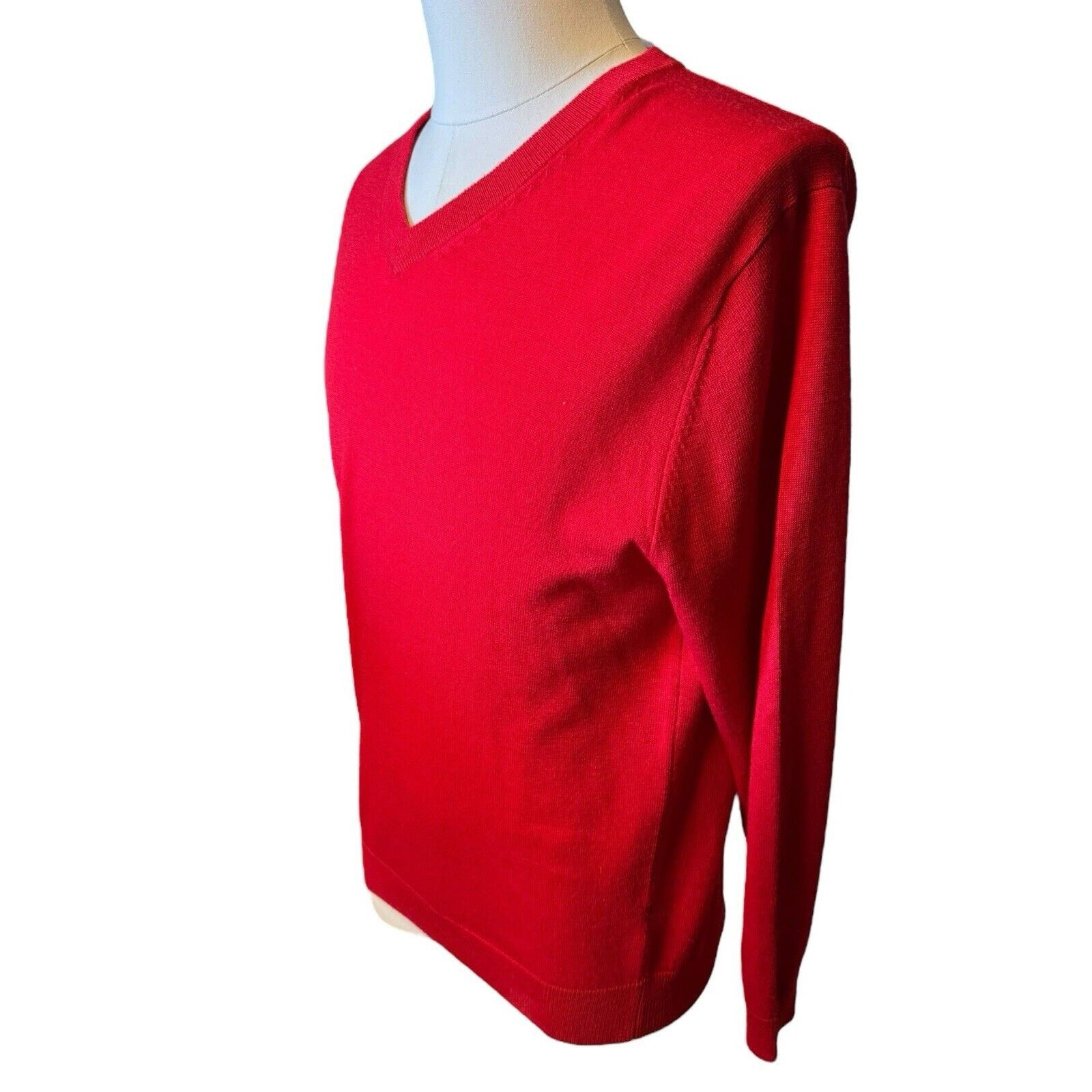 Turnbury Turnbury Merino Wool Men's Long Sleeve Sweater Red V-Neck Size US M / EU 48-50 / 2 - 3 Thumbnail