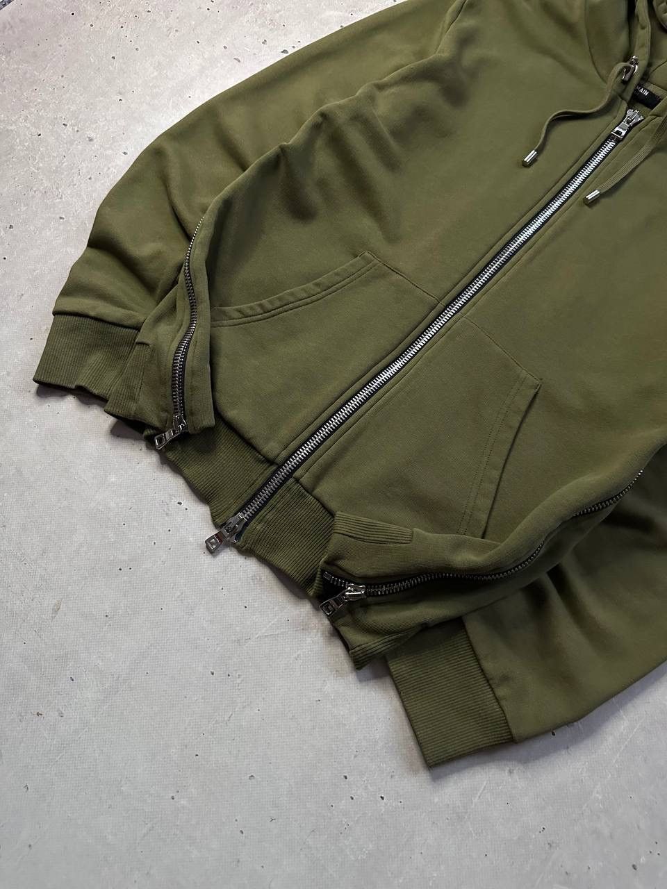 Balmain Balmain Paris Men’s Zip Hoodie Olive Green Luxury Biker Size US S / EU 44-46 / 1 - 8 Thumbnail