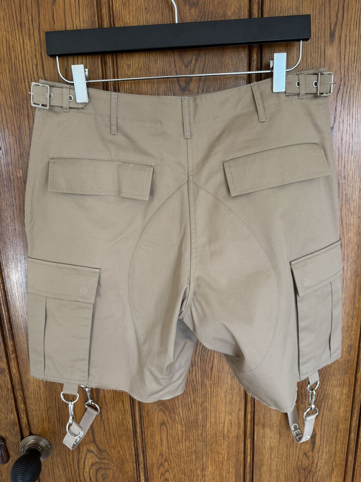 Celine × Hedi Slimane Celine khaki cargo shorts with Celine logo strap 48 Hedi Size US 32 / EU 48 - 17 Thumbnail