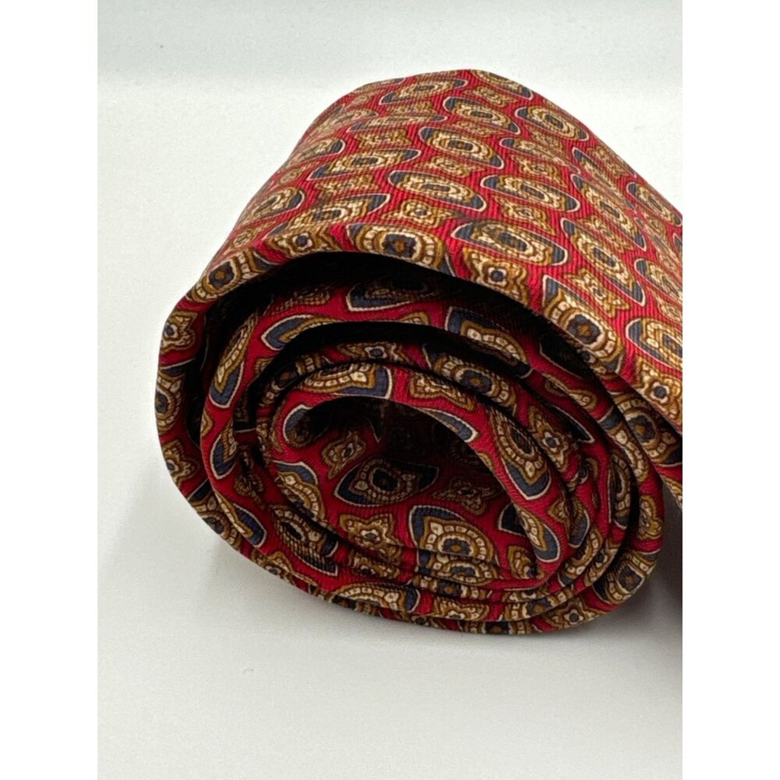 Bert Pulitzer Bert Pulitzer Signature Collection Mens Silk Tie Red & Gold Size ONE SIZE - 6 Thumbnail