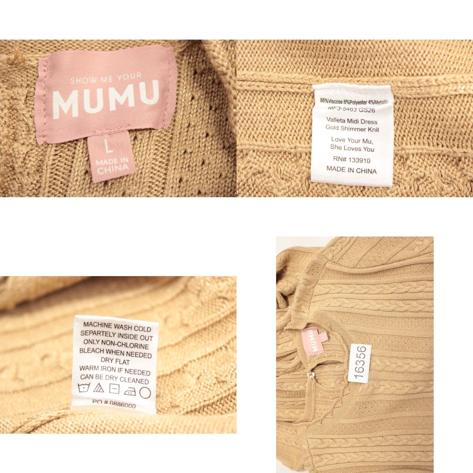 Show Me Your MuMu Show Me Your Mumu Maxi Sweater Dress Women's L Gold Cable knit Sparkly Party Dress Size L / US 10 / IT 46 - 8 Thumbnail