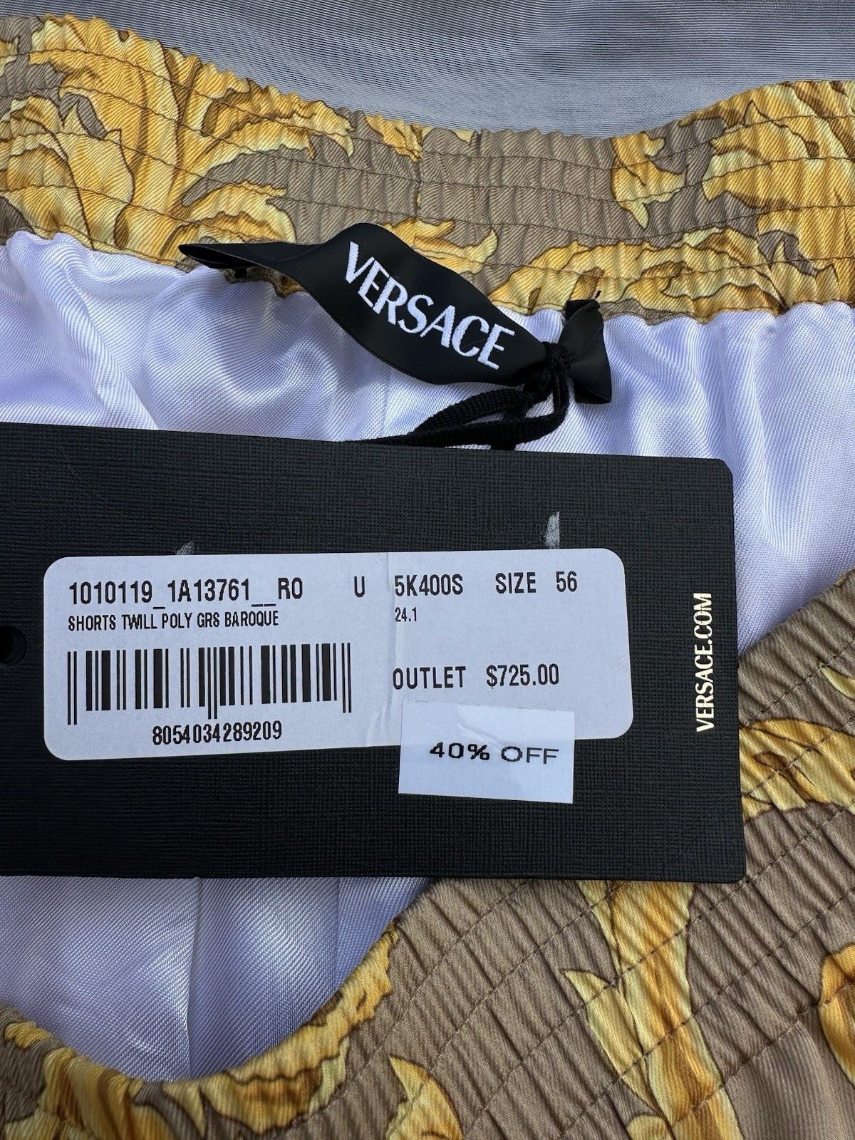 Versace Versace Brown Shorts With Gold Vines All Around Retail $112 Size US 36 / EU 52 - 2 Thumbnail