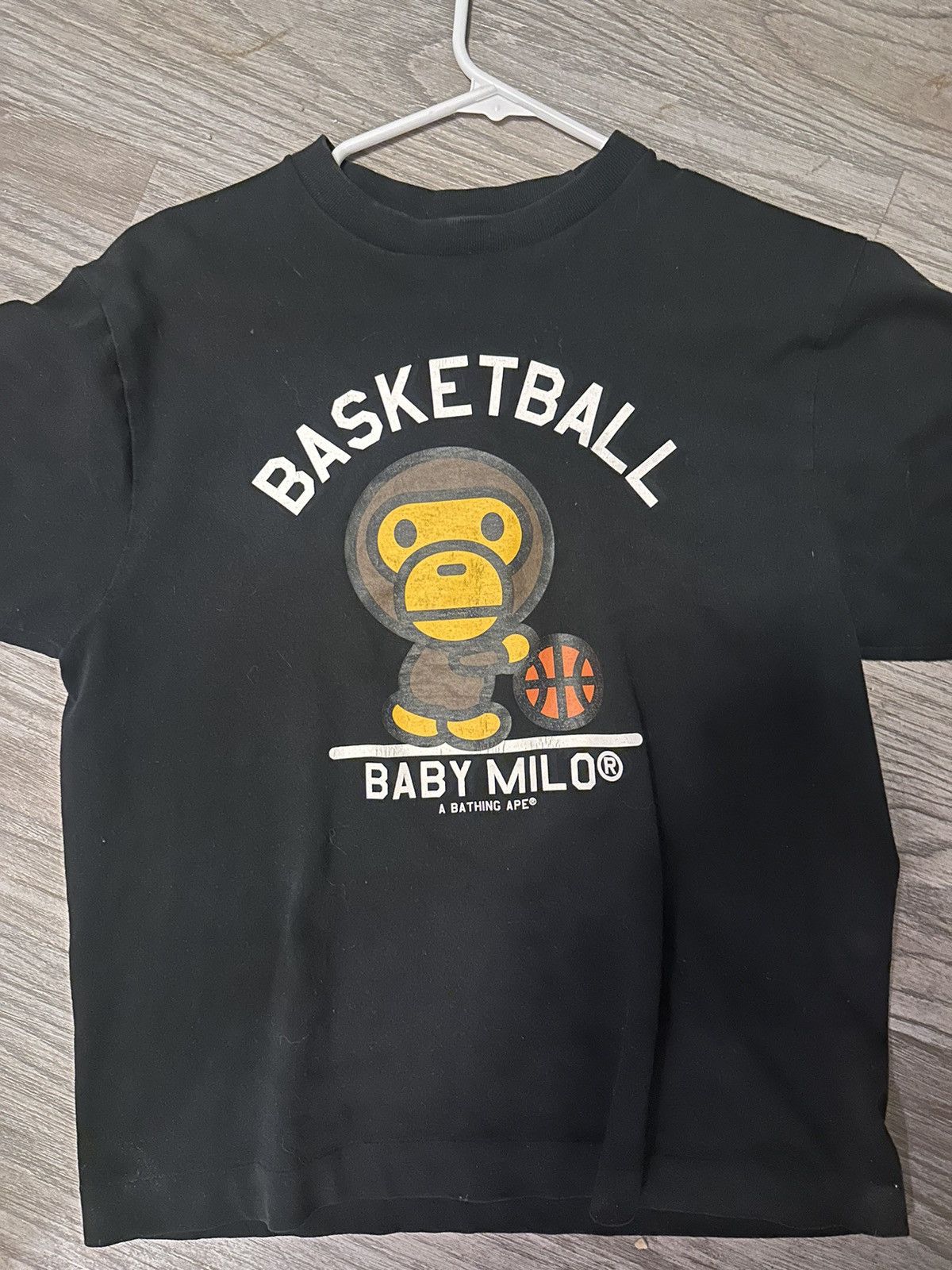image of Bape Baby Milo Basketball Tee in Black, Men's (Size Medium)