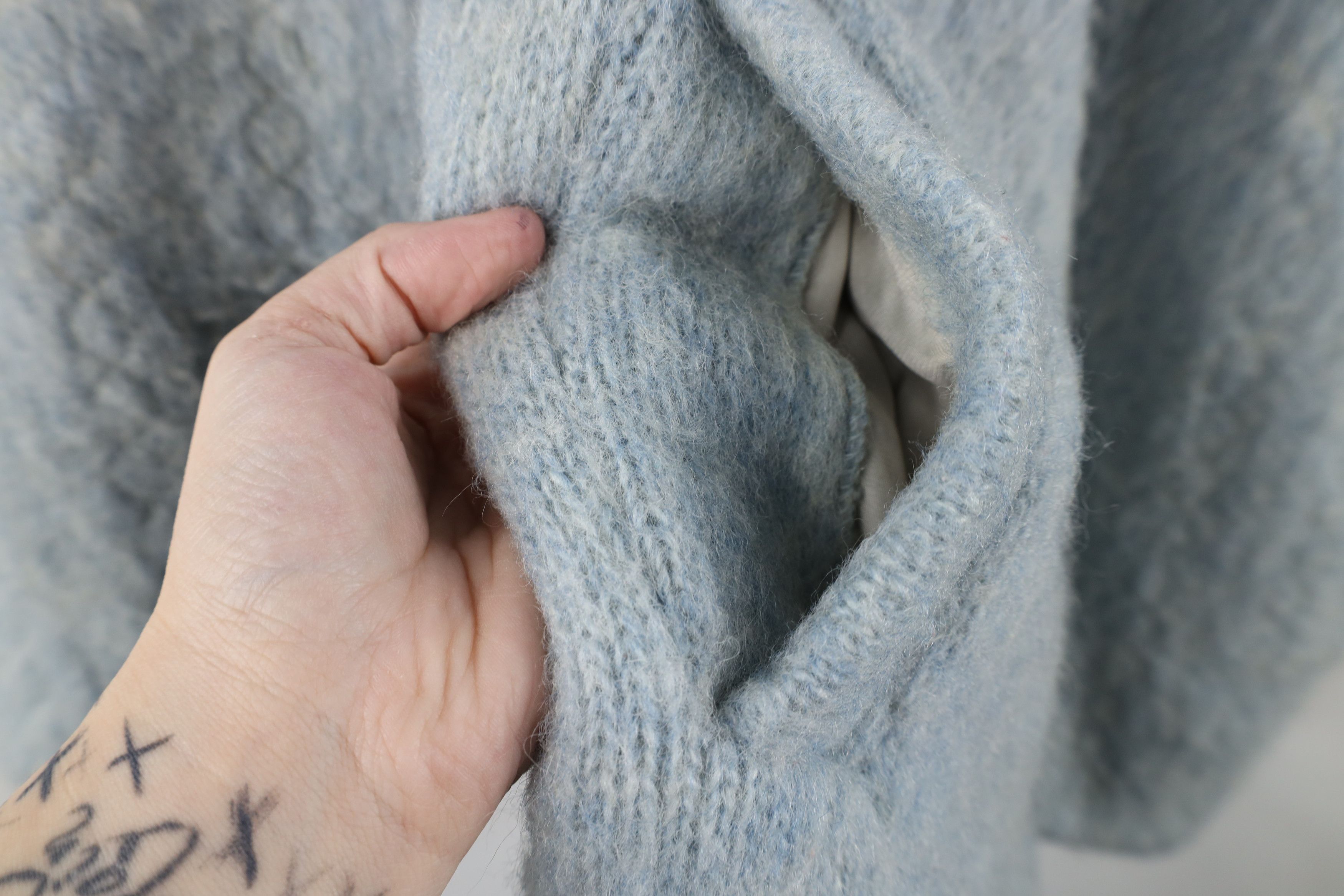 Vintage Vintage 60s 70s Streetwear Wool Full Zip Jacket Light Blue Size S / US 4 / IT 40 - 4 Thumbnail