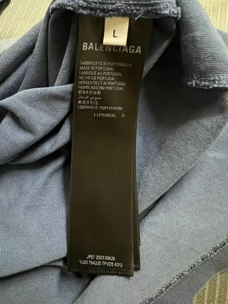 Balenciaga Balenciaga Haze Blue Patch Logo Short Sleeve L Size Size US L / EU 52-54 / 3 - 4 Thumbnail