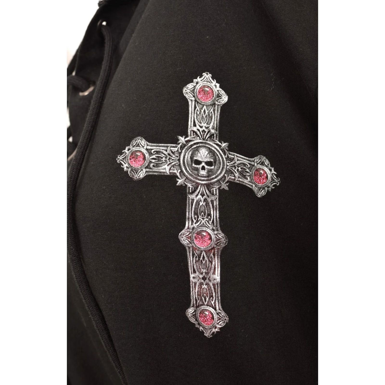 Annex Gothicana by EMP Anne Stokes Gothic Cross Hoodie Hoody, 2XL, Black, Women, Hoodie, Pullover, Size 2XL, 100% Cotton, 90s Gothic Event Size XXL / US 16-18 / IT 52-54 - 2 Thumbnail