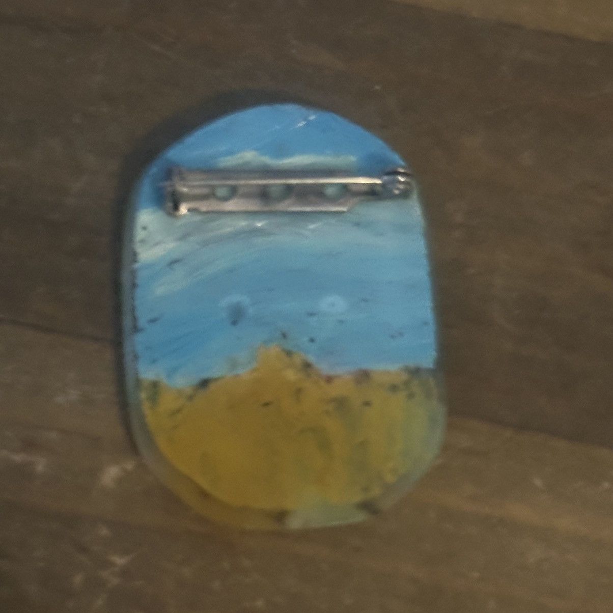 Vintage Vintage hand painted covered bridge scene glass brooch Size ONE SIZE - 4 Thumbnail