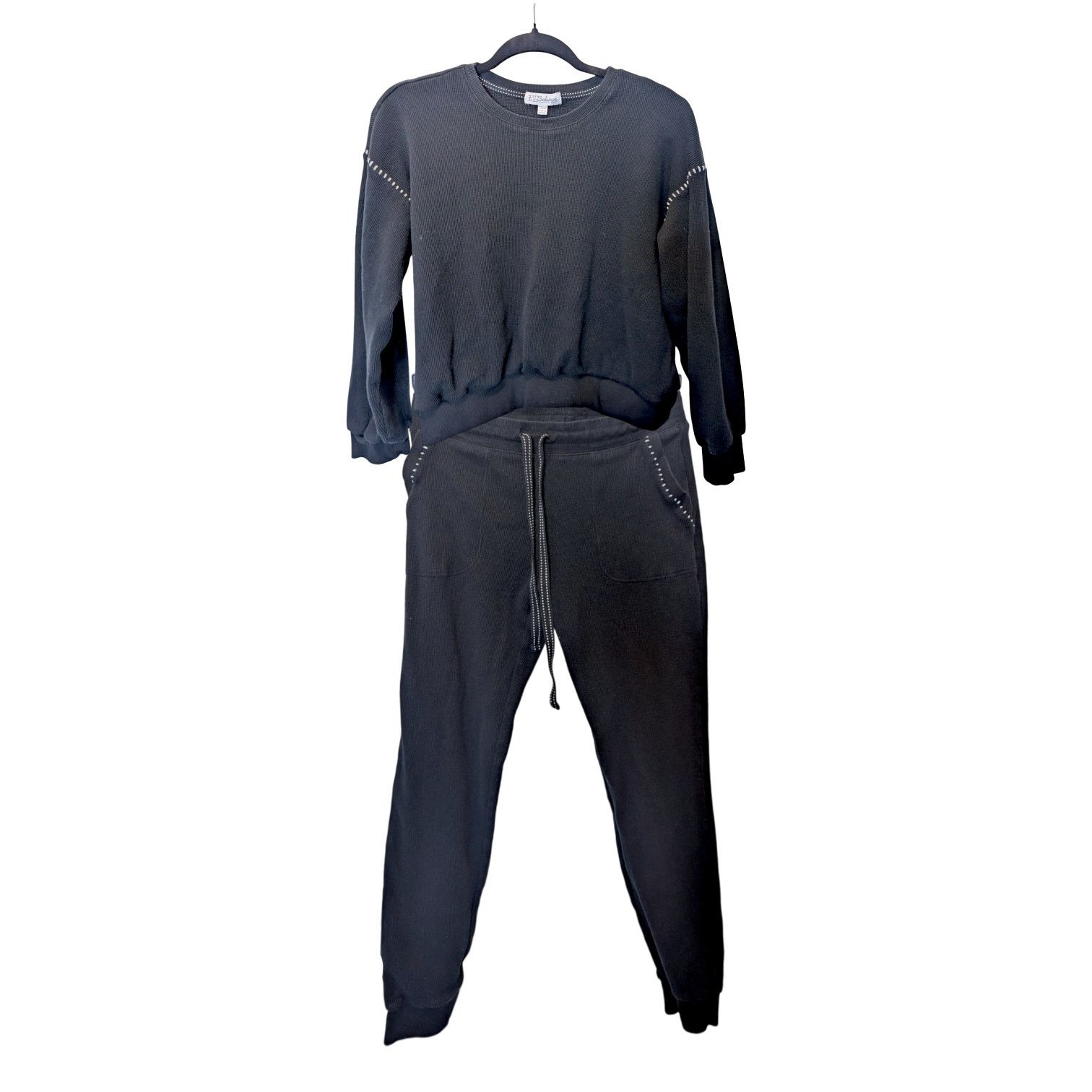 Other P.J. Salvage Black Cross Stitch Waffle Casuals Lounge Set Size M / US 6-8 / IT 42-44 - 2 Thumbnail