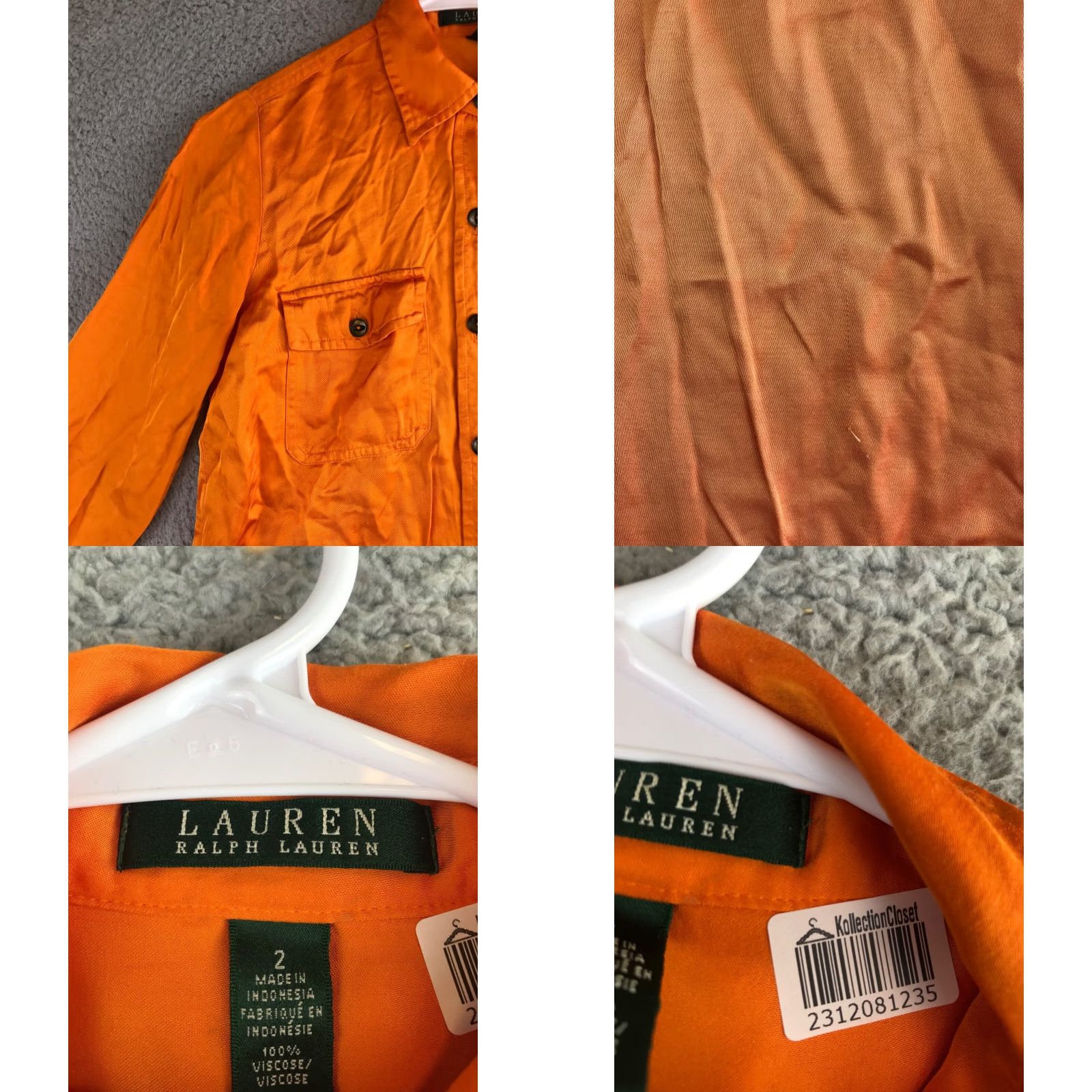 Ralph Lauren VINTAGE Lauren Ralph Lauren Shirt Dress Women's 2 Orange Long Sleeve Collared Button Up Size XS / US 0-2 / IT 36-38 - 8 Thumbnail