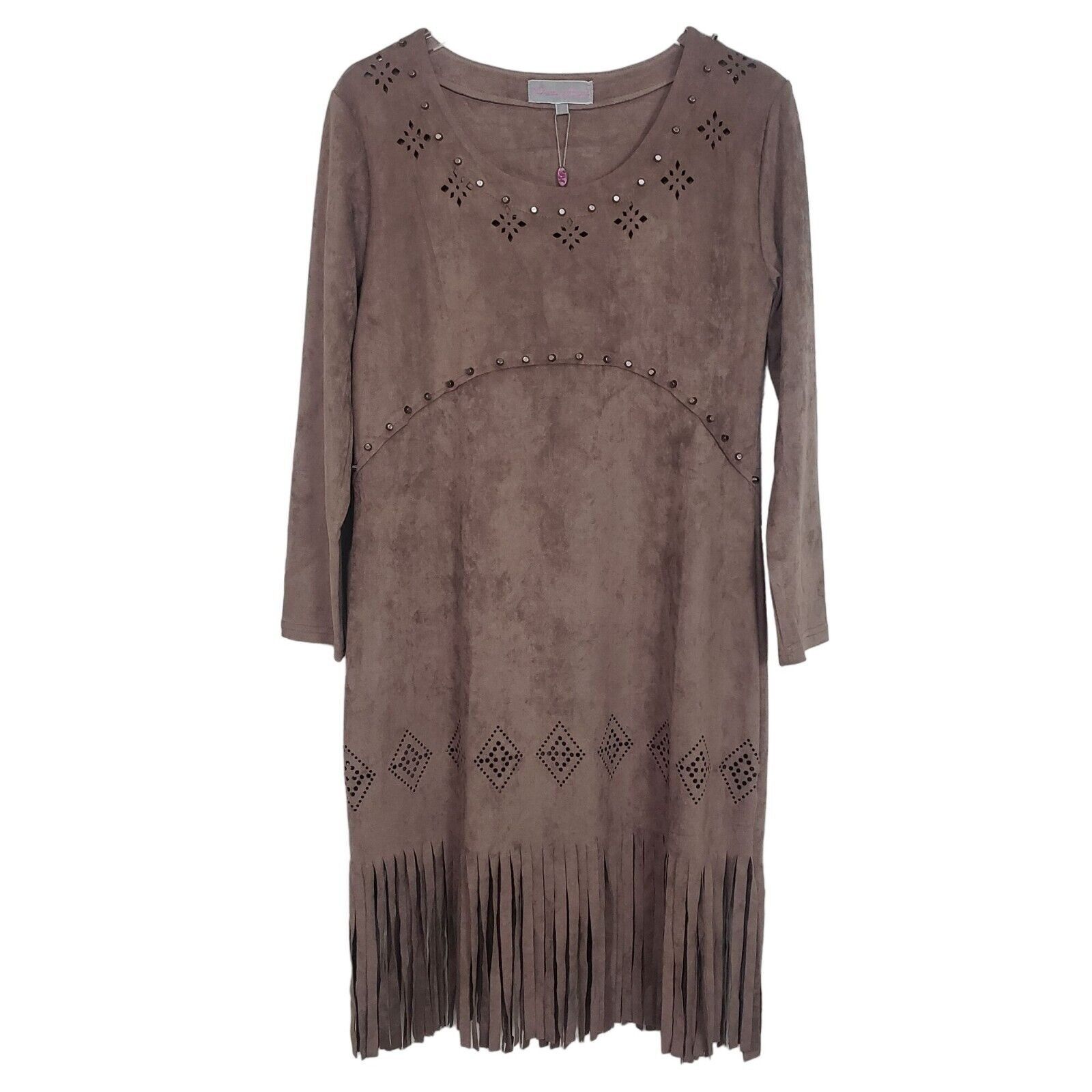 Designer NEW Pretty Angel Western Tunic Womens Size Large Brown Size L / US 10 / IT 46 - 1 Thumbnail