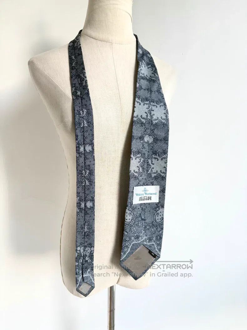 Vivienne Westwood Vivienne Westwood Ice Blue Lace Printed Saturn Floral Tie Size ONE SIZE - 5 Thumbnail
